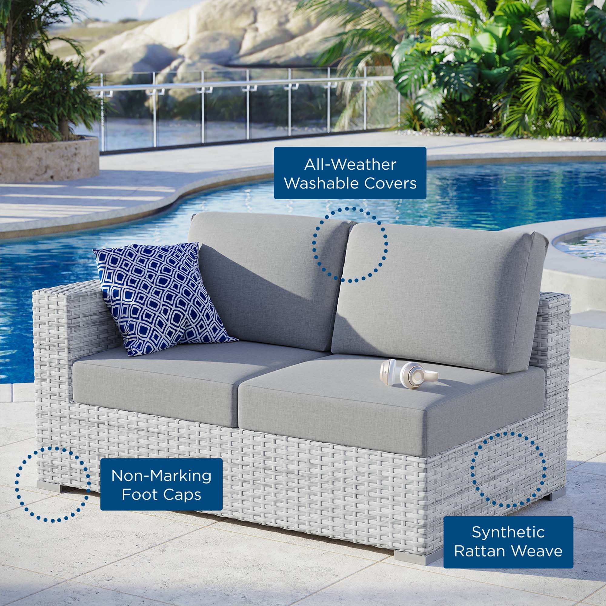 Convene Outdoor Patio Left-Arm Loveseat by Modway - Best Buy Furniture