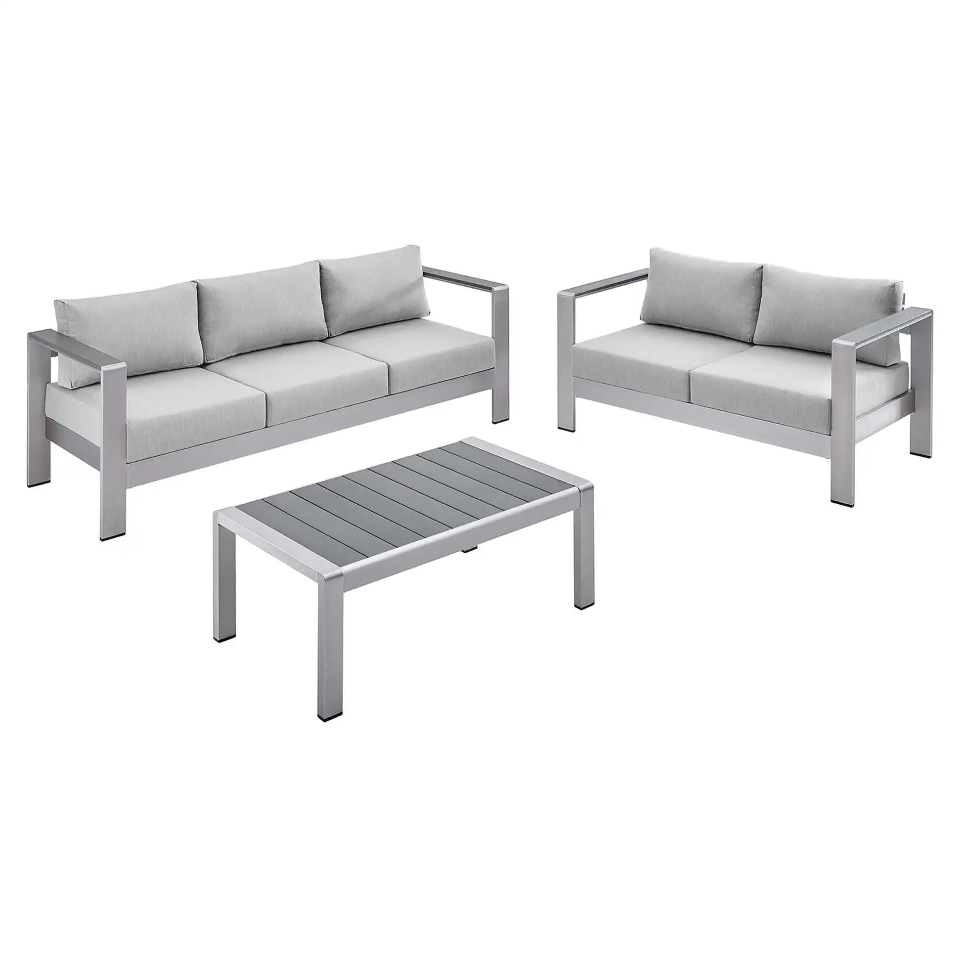 Shore 3 Piece Sunbrella� Fabric Outdoor Patio Aluminum Set by Modway - Best Buy Furniture