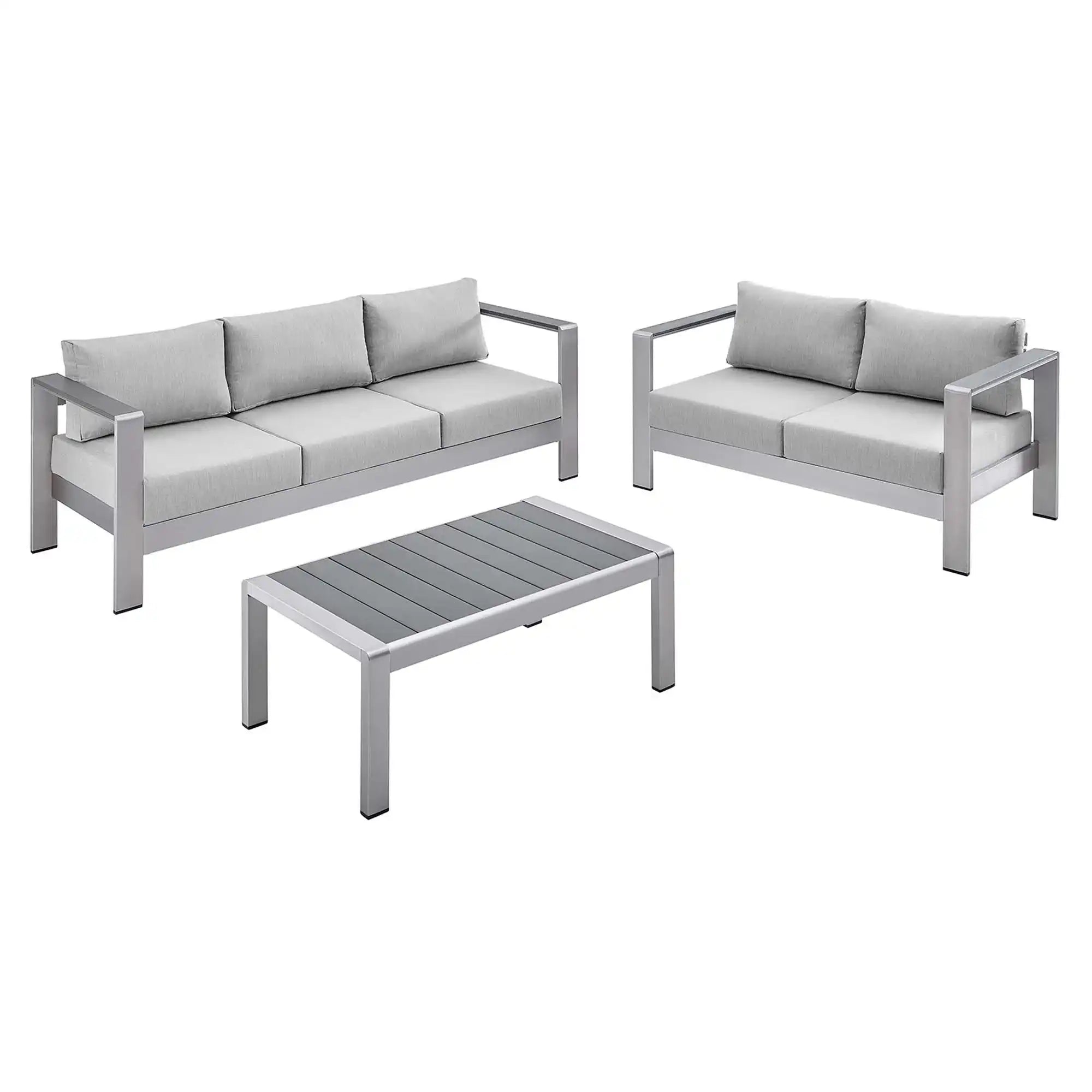 Shore 3 Piece Sunbrella� Fabric Outdoor Patio Aluminum Set by Modway - Best Buy Furniture