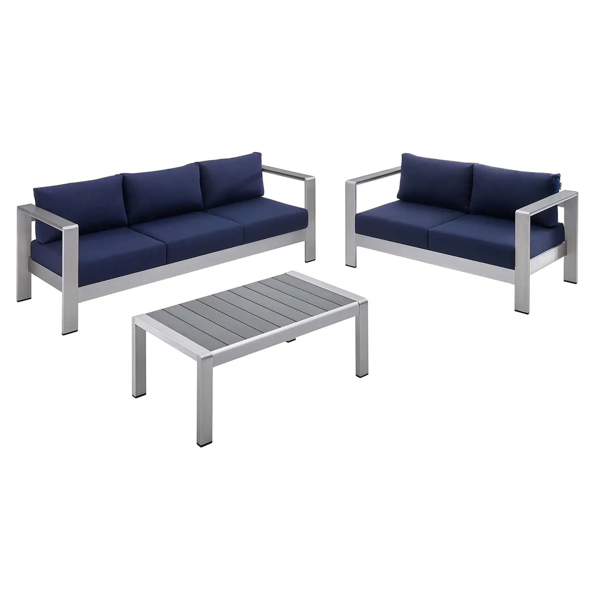 Shore 3 Piece Sunbrella� Fabric Outdoor Patio Aluminum Set by Modway - Best Buy Furniture