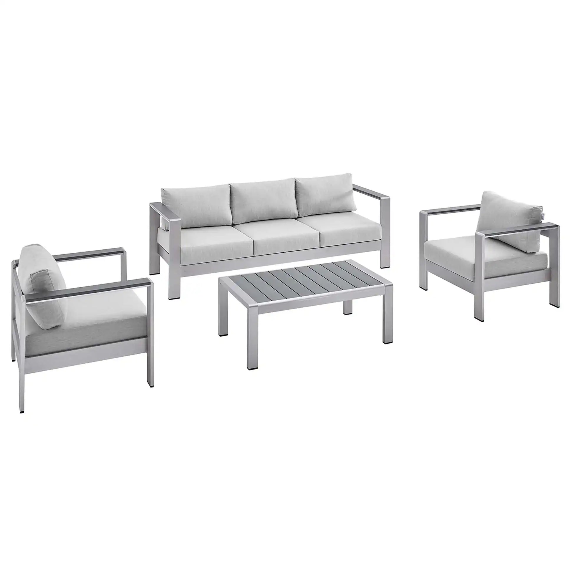 Shore 4 Piece Sunbrella� Fabric Outdoor Patio Aluminum Set by Modway - Best Buy Furniture