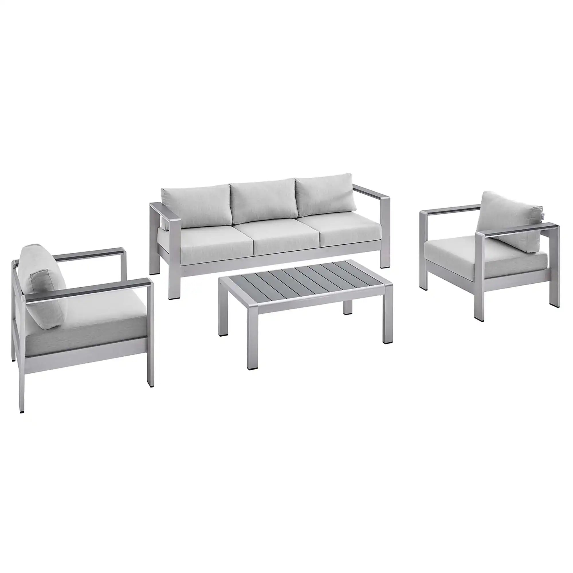 Shore 4 Piece Sunbrella� Fabric Outdoor Patio Aluminum Set by Modway - Best Buy Furniture