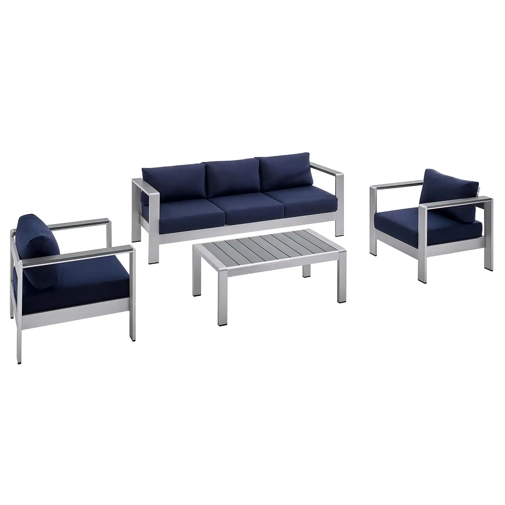 Shore 4 Piece Sunbrella� Fabric Outdoor Patio Aluminum Set by Modway - Best Buy Furniture