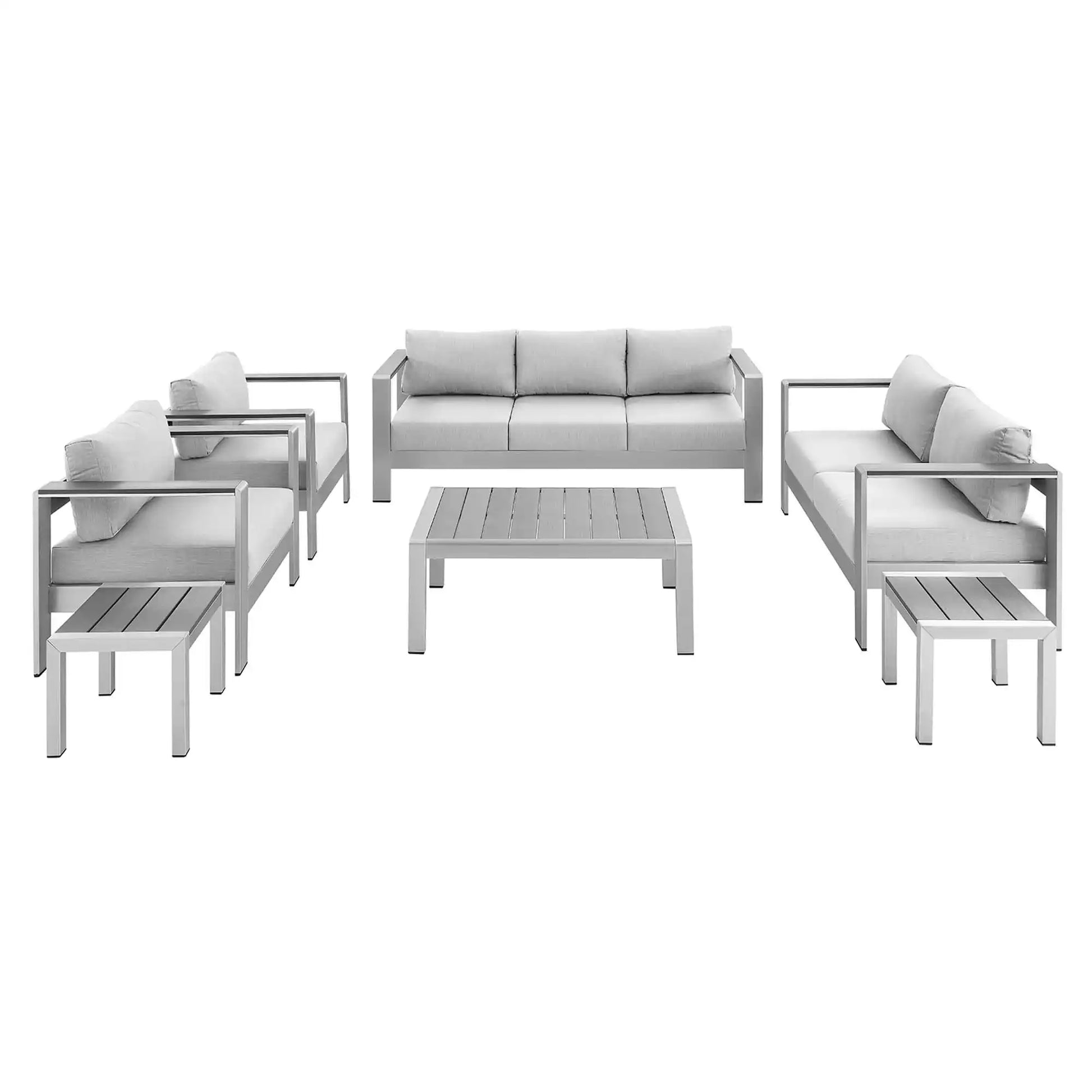 Shore 7 Piece Sunbrella� Fabric Outdoor Patio Aluminum Set by Modway - Best Buy Furniture