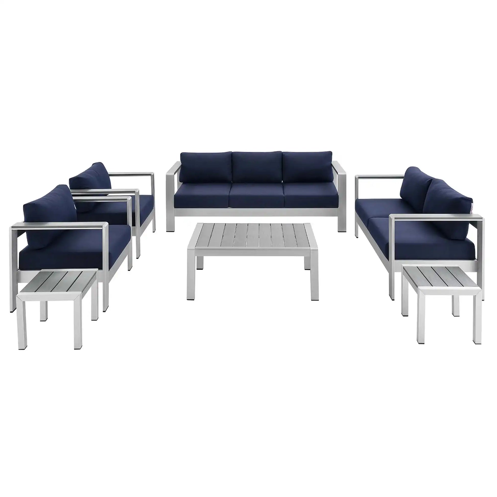 Shore 7 Piece Sunbrella� Fabric Outdoor Patio Aluminum Set by Modway - Best Buy Furniture