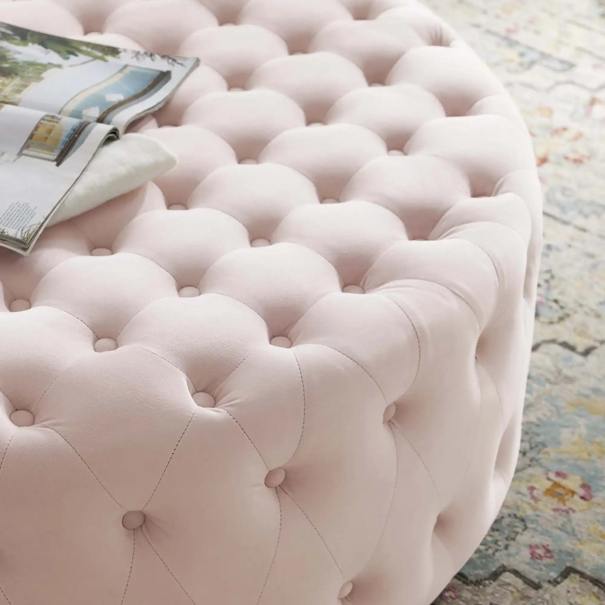 Ensconce Tufted Performance Velvet Round Ottoman by Modway - Best Buy Furniture
