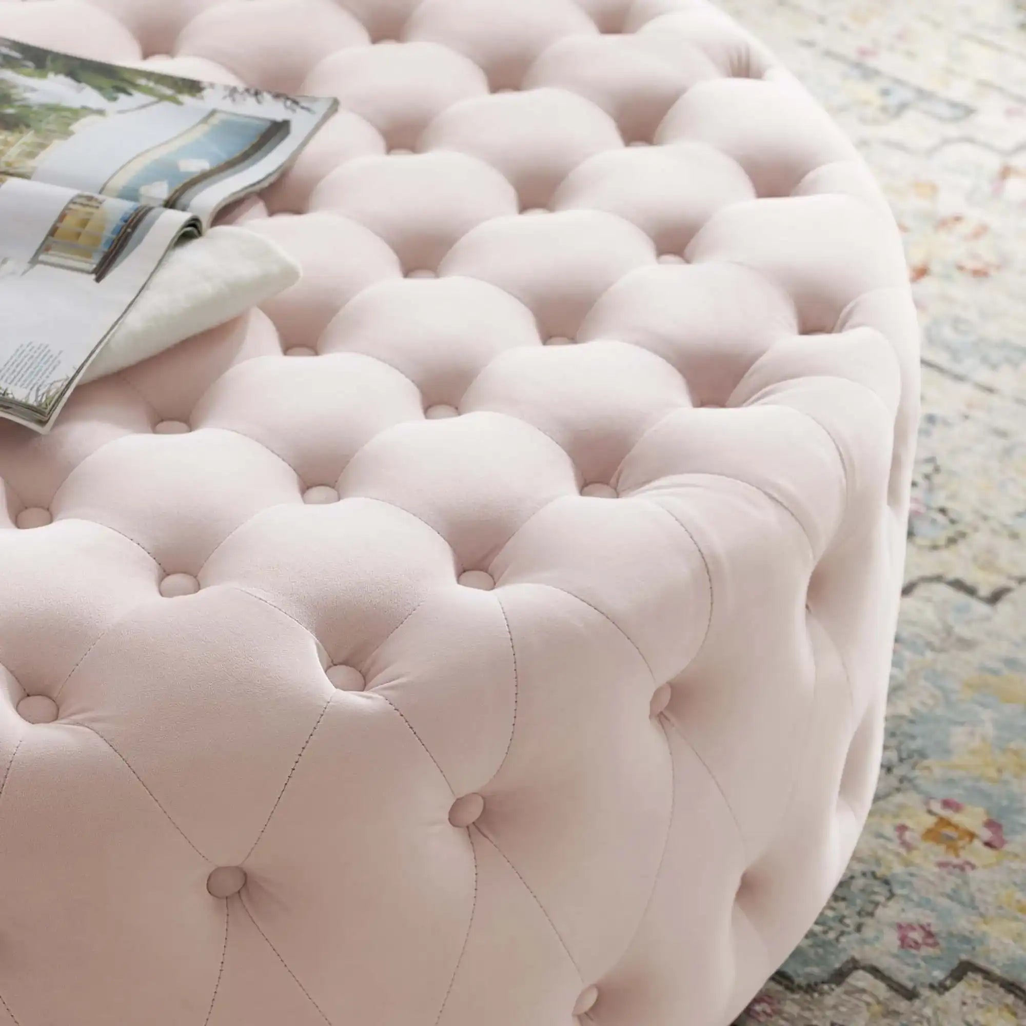 Ensconce Tufted Performance Velvet Round Ottoman by Modway - Best Buy Furniture