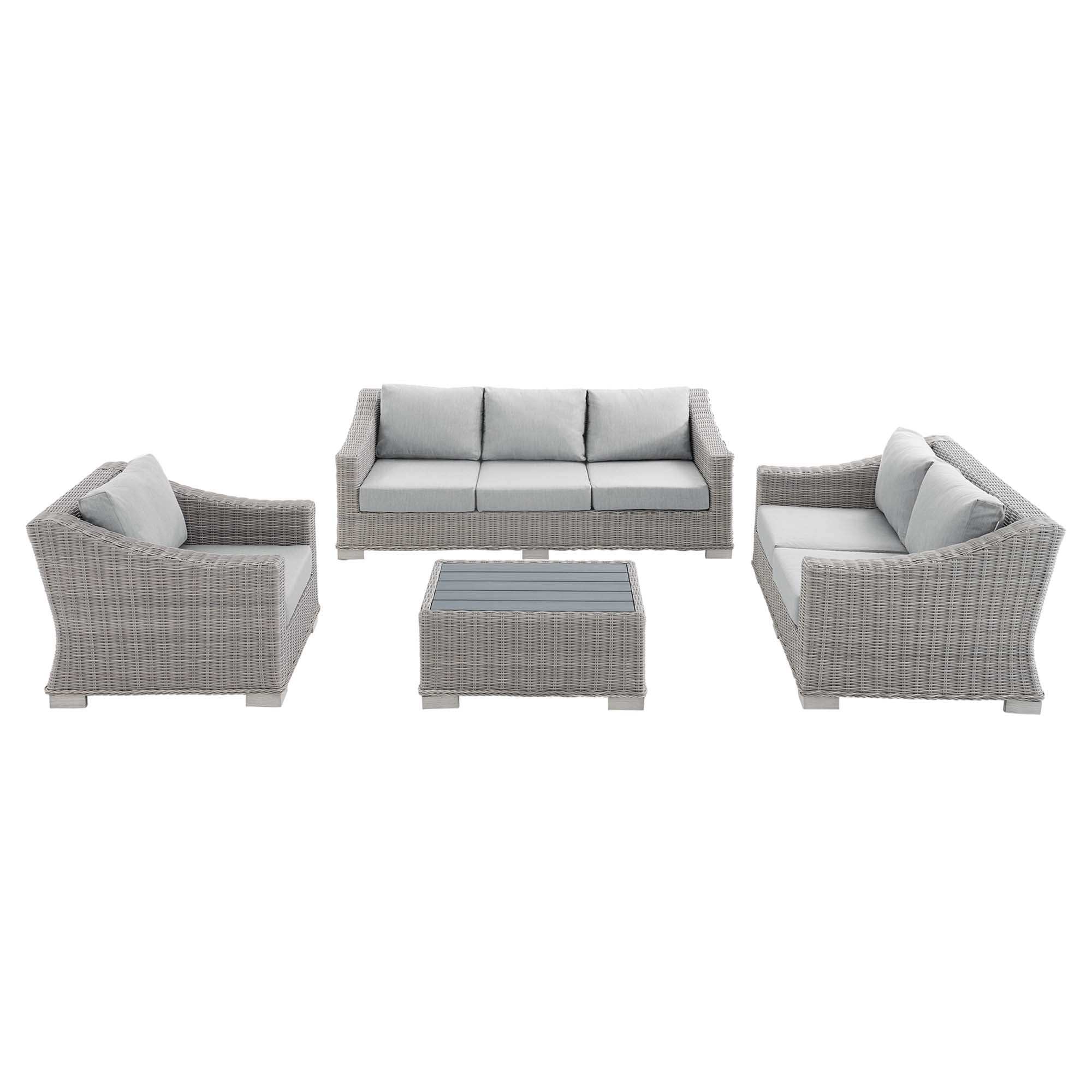 Conway 4-Piece Sunbrella� Outdoor Patio Wicker Rattan Furniture Set by Modway - Best Buy Furniture