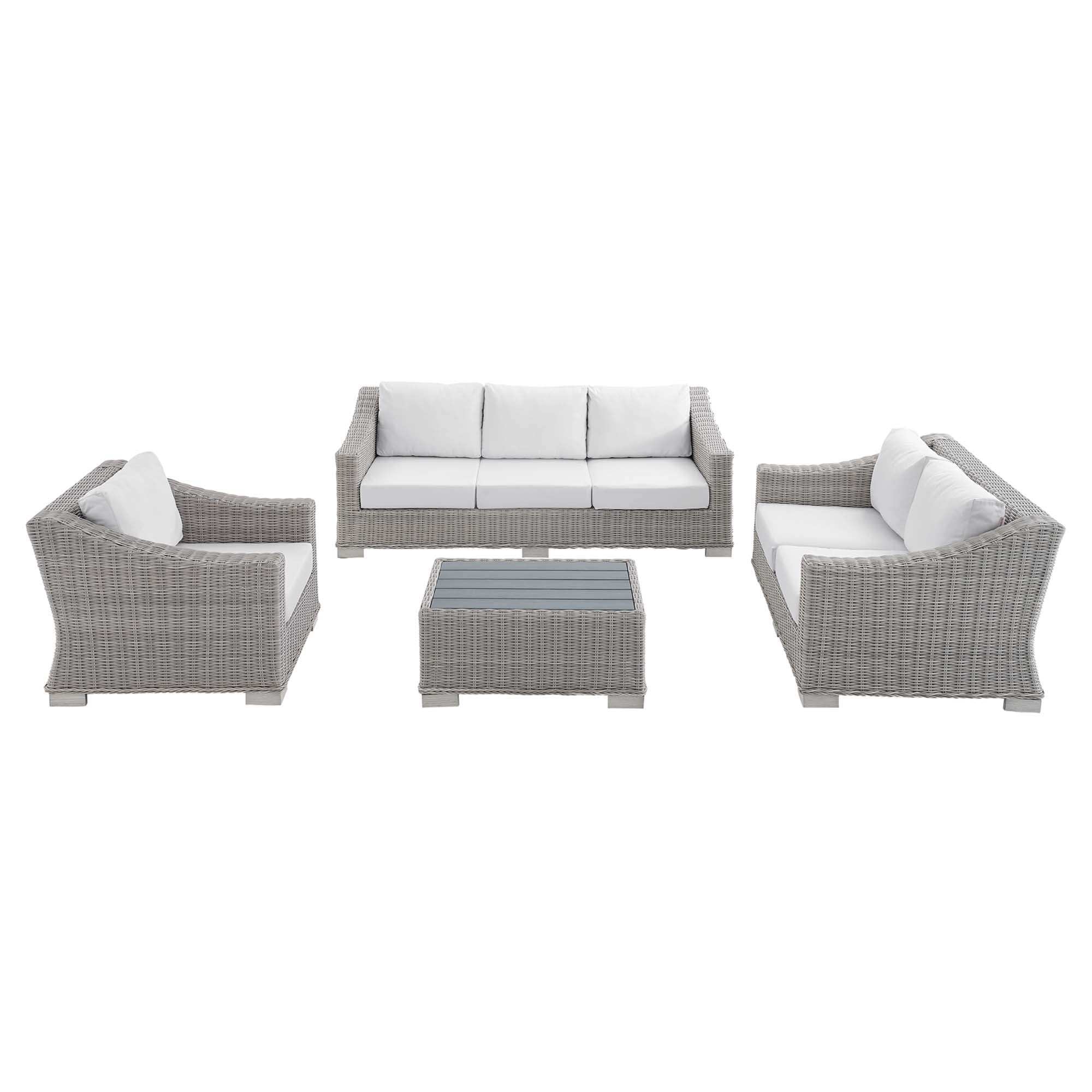 Conway 4-Piece Sunbrella� Outdoor Patio Wicker Rattan Furniture Set by Modway - Best Buy Furniture