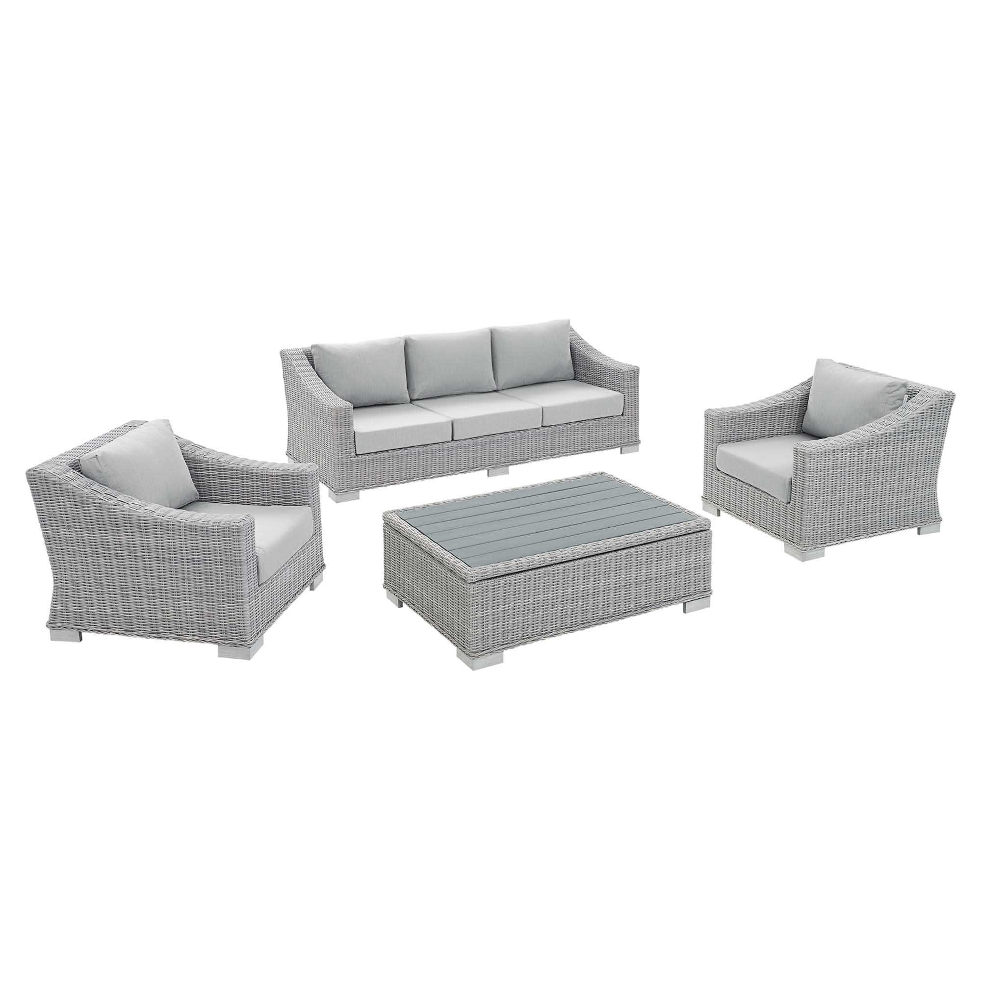 Conway 4-Piece Sunbrella� Outdoor Patio Wicker Rattan Furniture Set by Modway - Best Buy Furniture