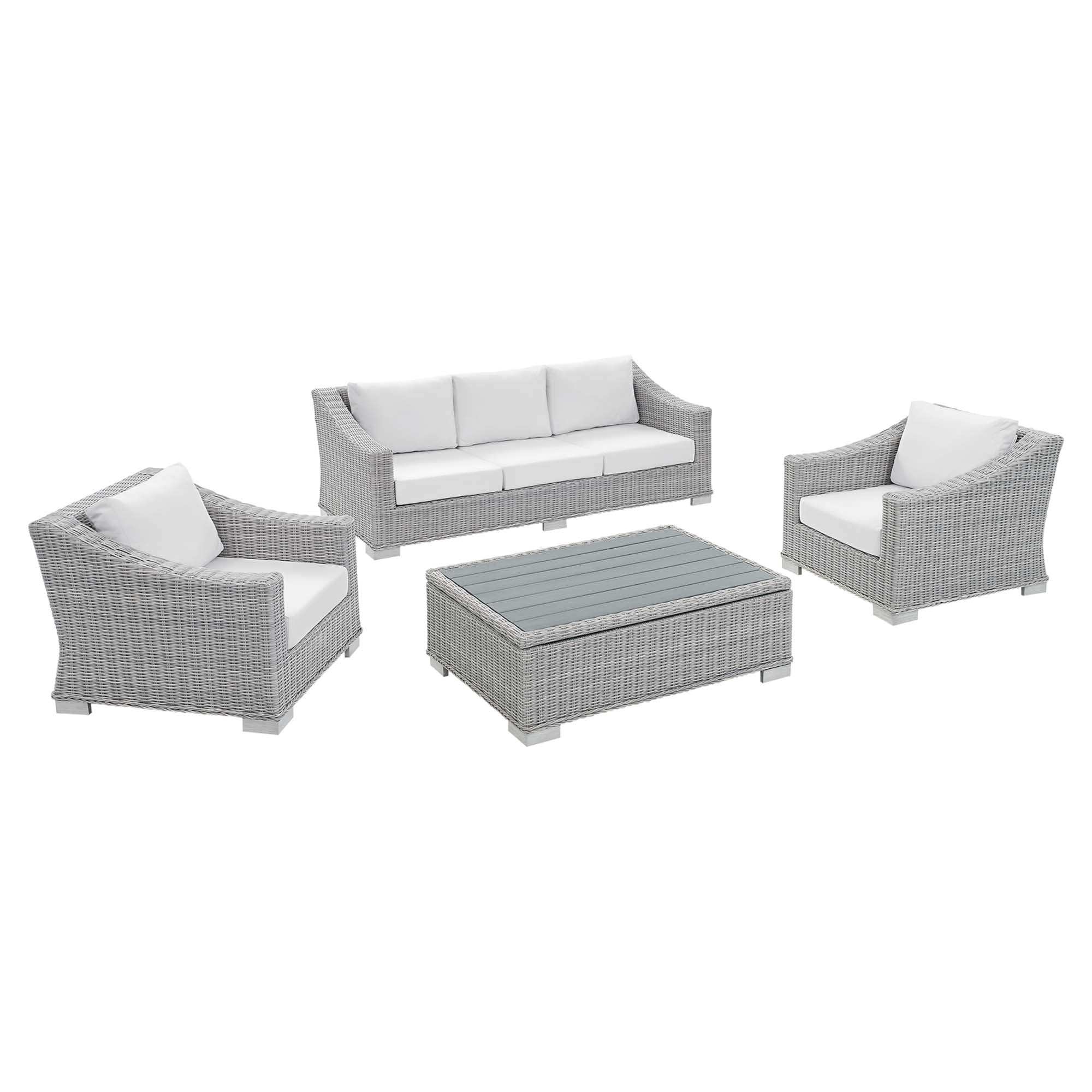 Conway 4-Piece Sunbrella� Outdoor Patio Wicker Rattan Furniture Set by Modway - Best Buy Furniture