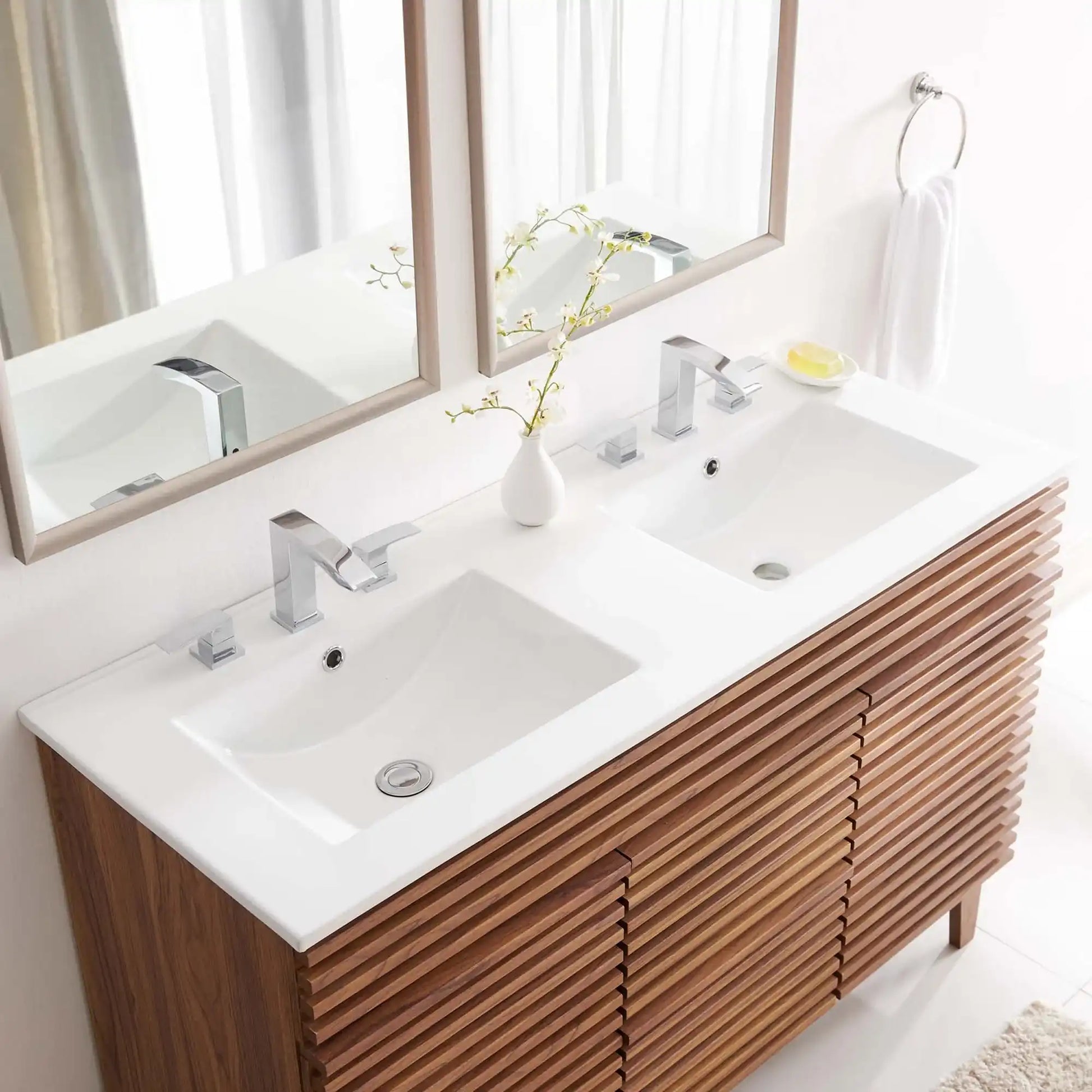 Cayman 48" Double Basin Bathroom Sink by Modway - Best Buy Furniture