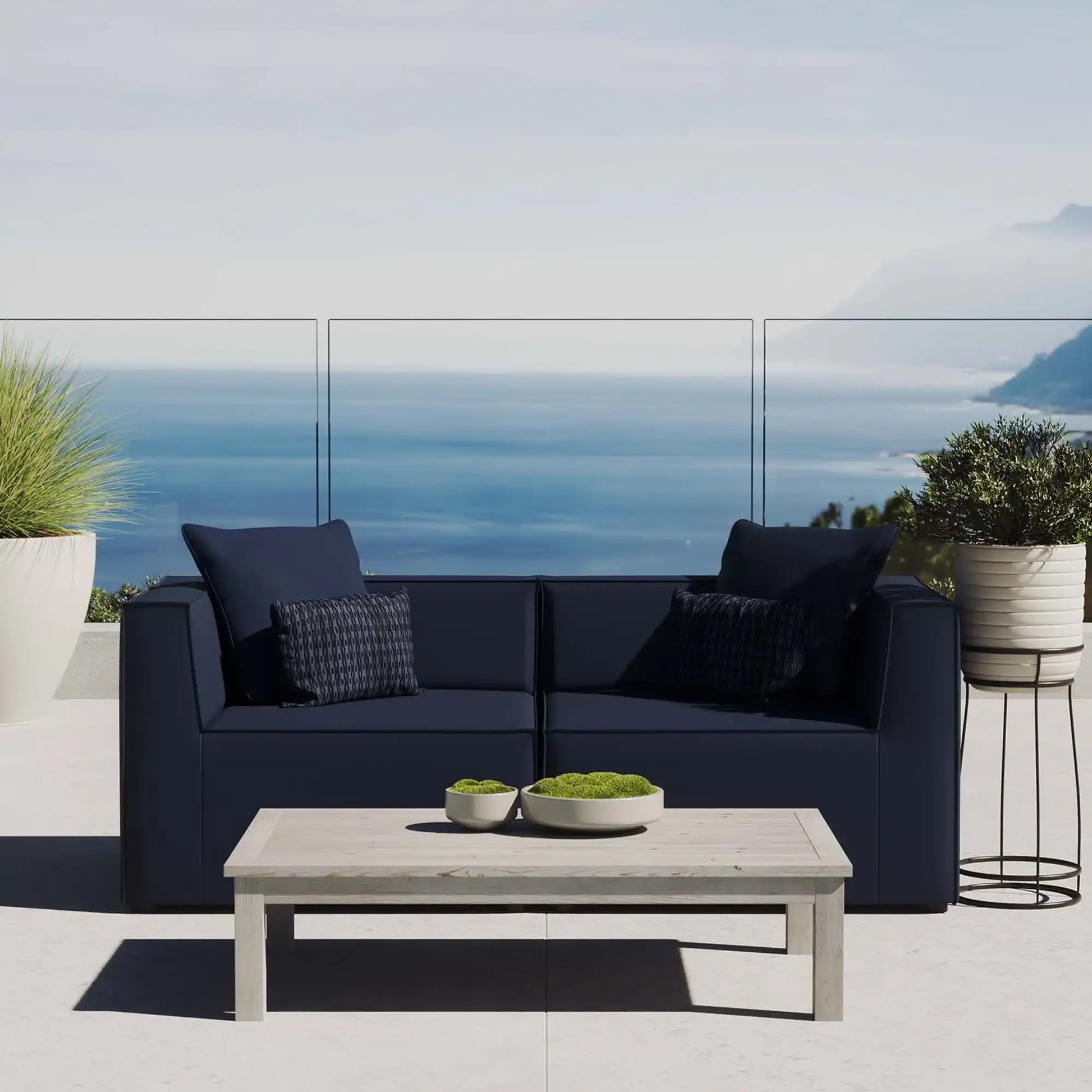 Saybrook 2-Piece Outdoor Patio Upholstered Sectional Sofa Loveseat by Modway - Best Buy Furniture