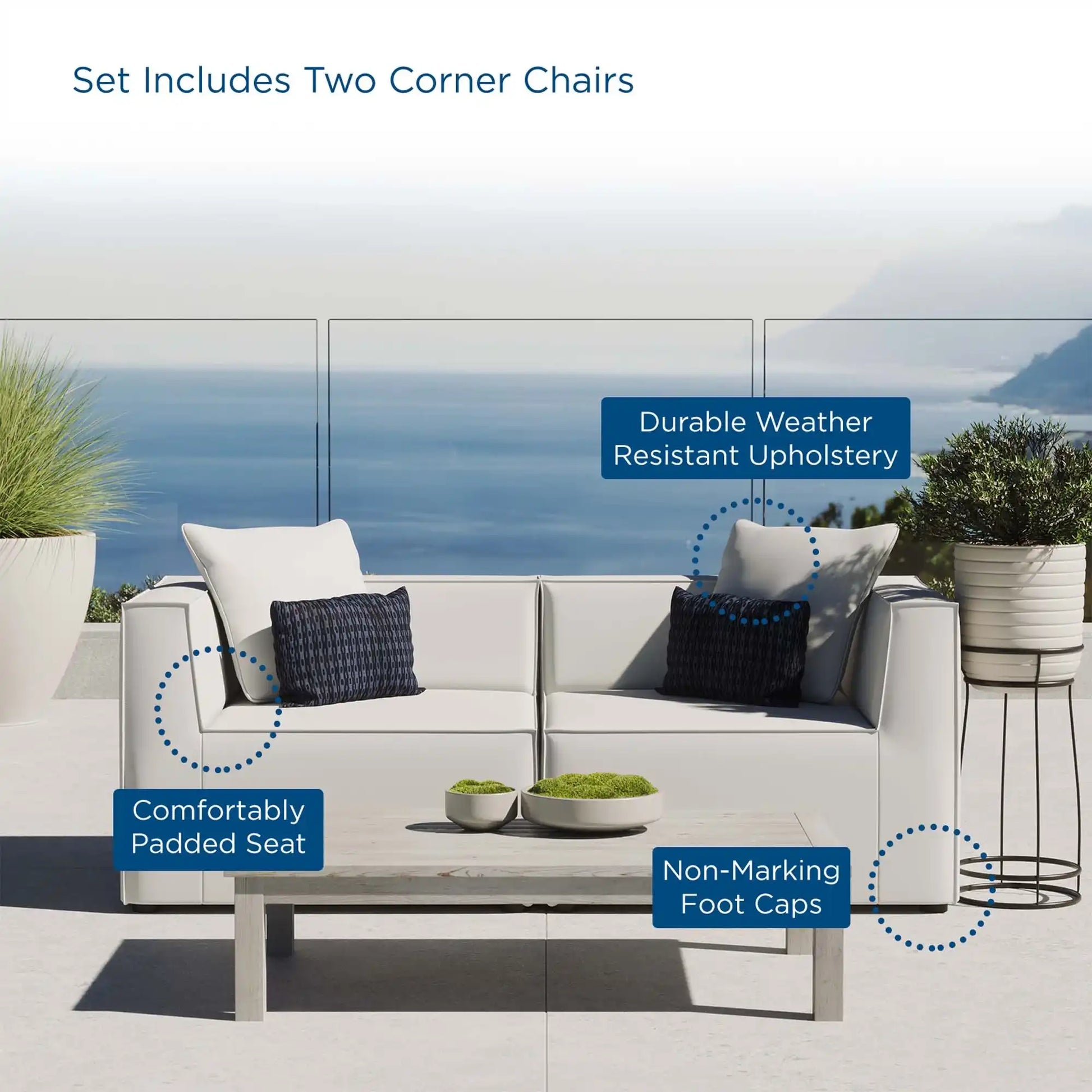Saybrook 2-Piece Outdoor Patio Upholstered Sectional Sofa Loveseat by Modway - Best Buy Furniture