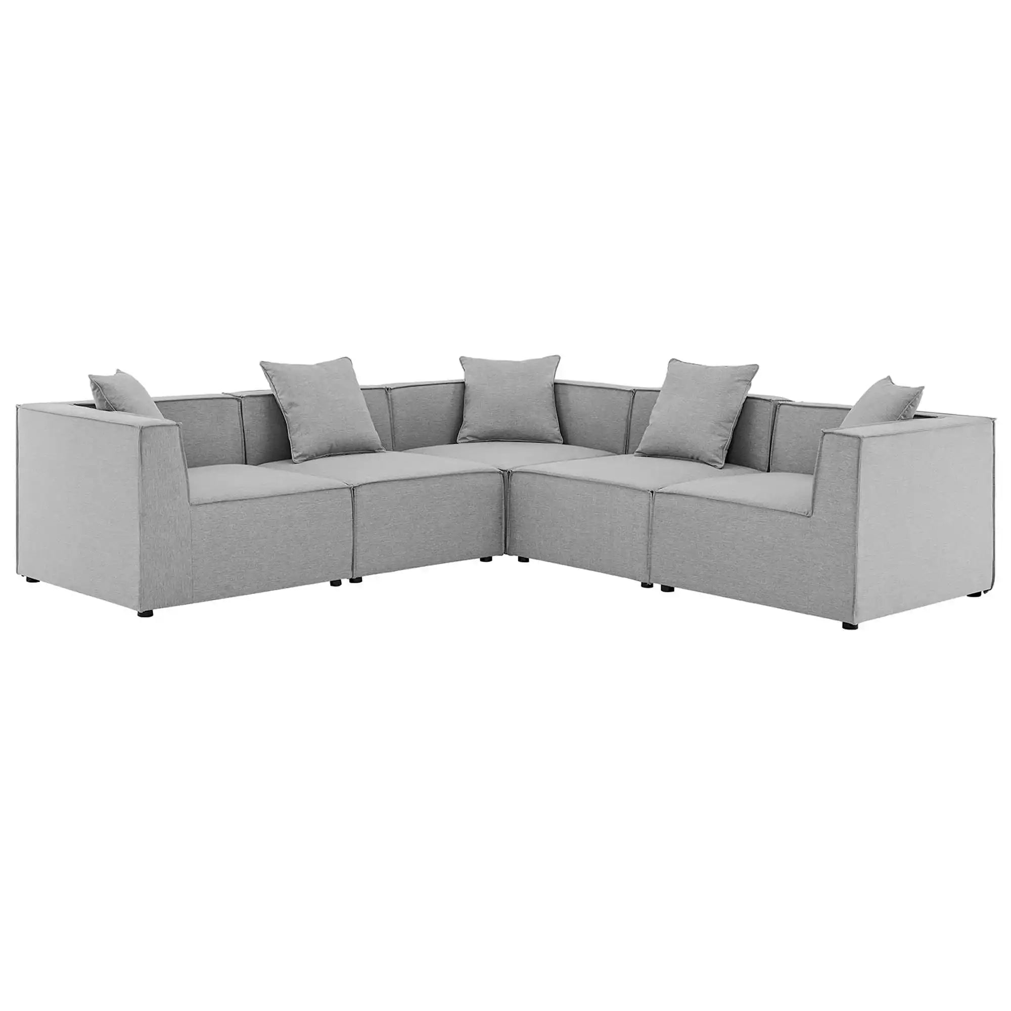 Saybrook 5-Piece Outdoor Patio Upholstered Sectional Sofa by Modway - Best Buy Furniture