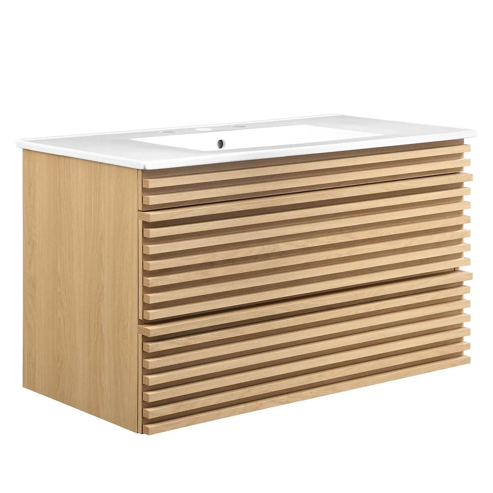 Render 36" Wall-Mount Bathroom Vanity by Modway - Best Buy Furniture
