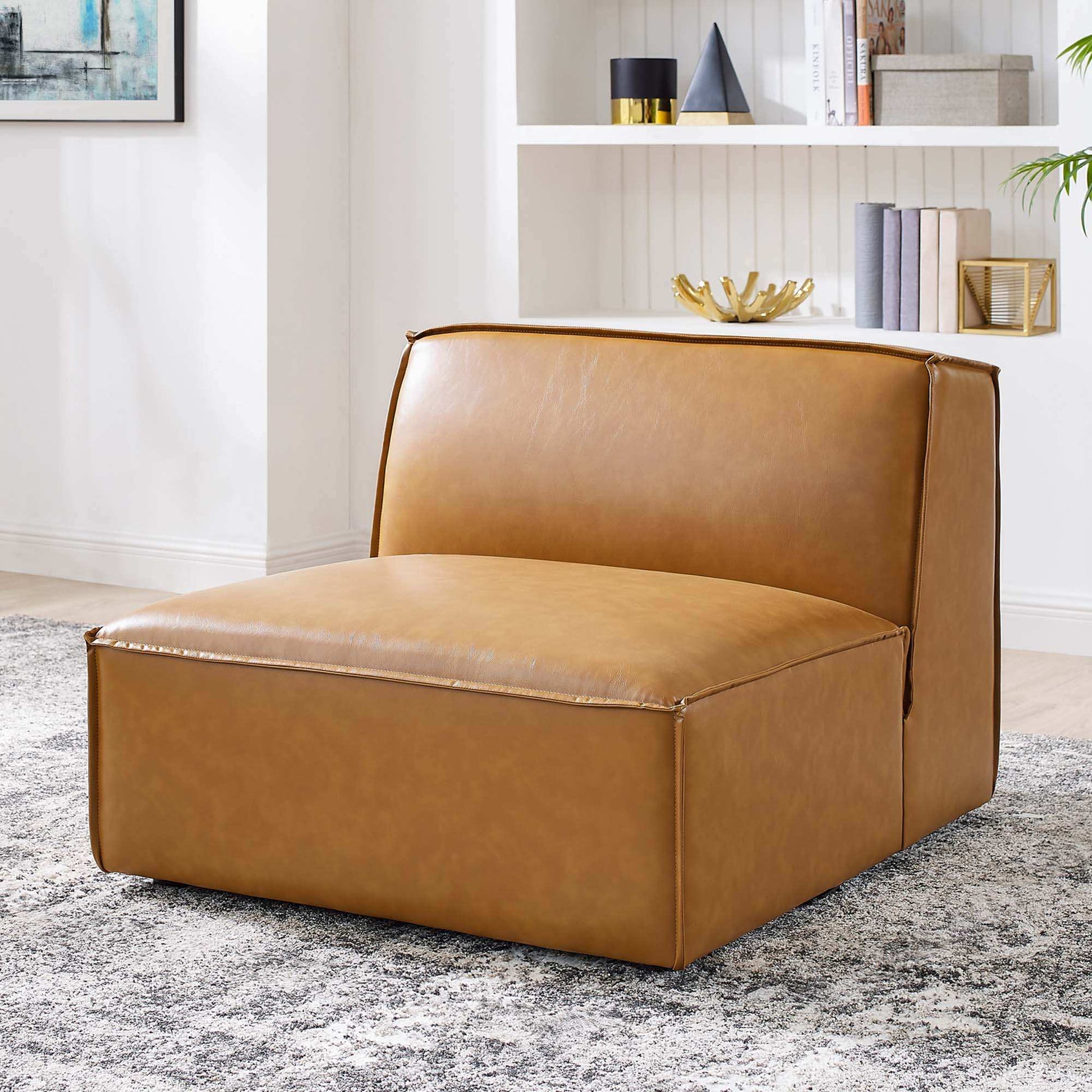 Restore Vegan Leather Sectional Sofa Armless Chair by Modway - Best Buy Furniture