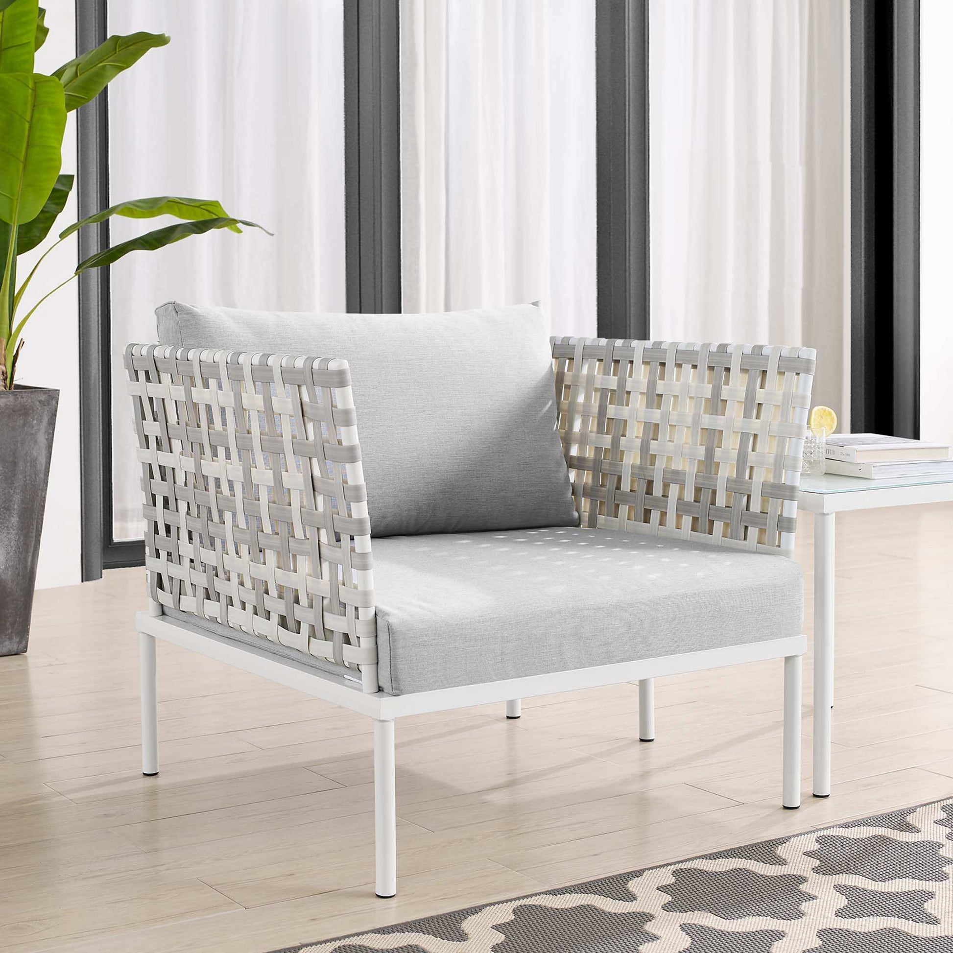 Harmony Sunbrella� Basket Weave Outdoor Patio Aluminum Armchair by Modway - Best Buy Furniture