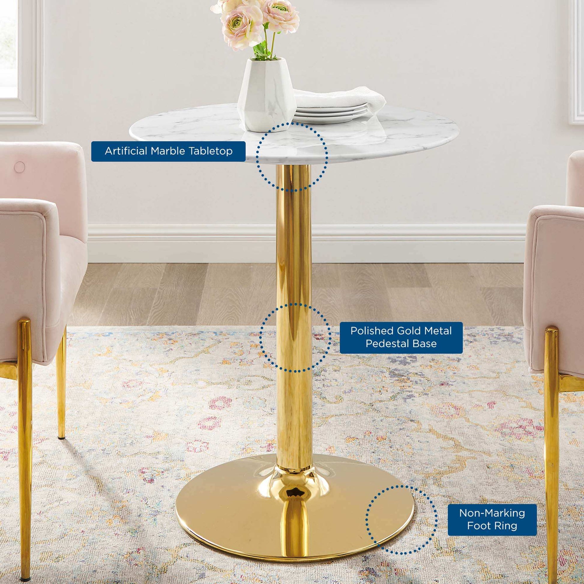 Verne 28" Artificial Marble Dining Table by Modway - Best Buy Furniture
