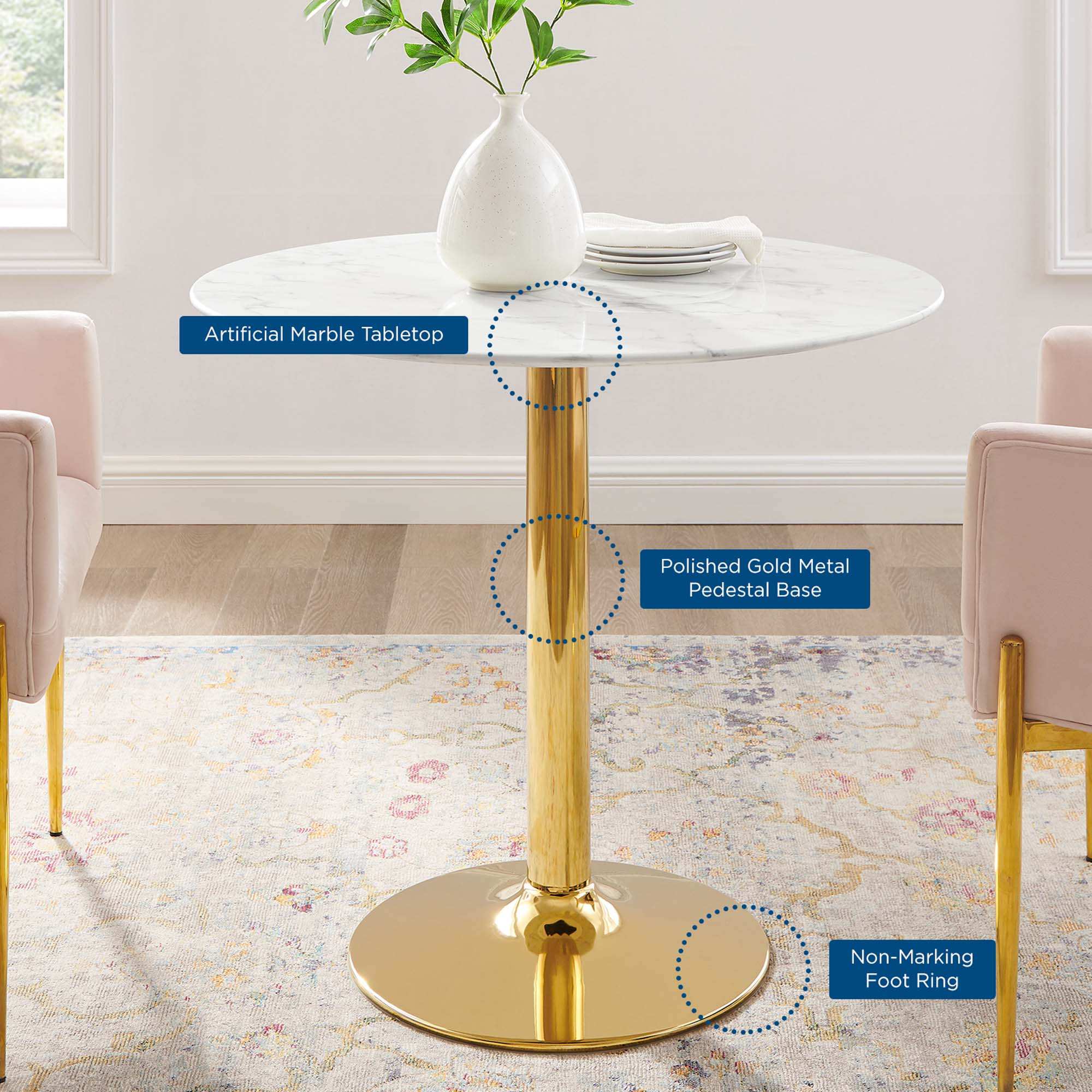 Verne 35" Artificial Marble Dining Table by Modway - Best Buy Furniture