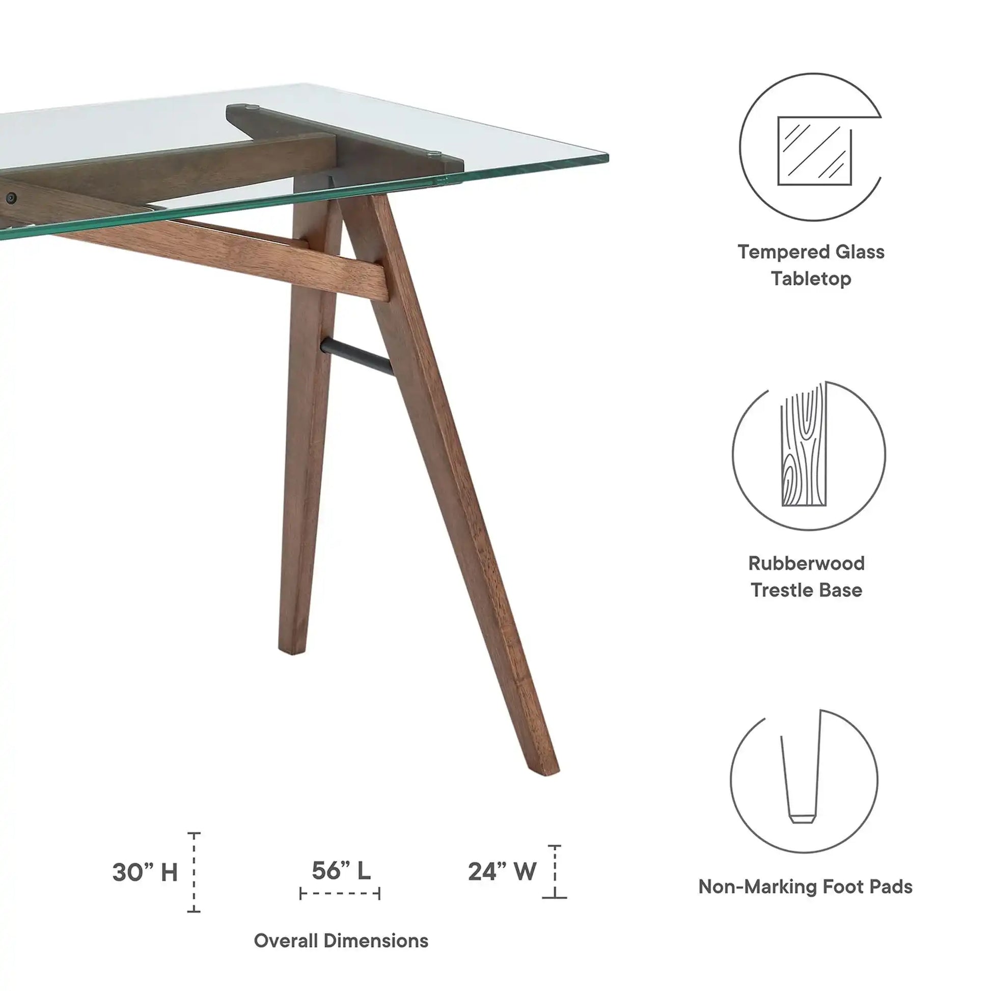 Steadfast Glass Top Office Desk by Modway - Best Buy Furniture