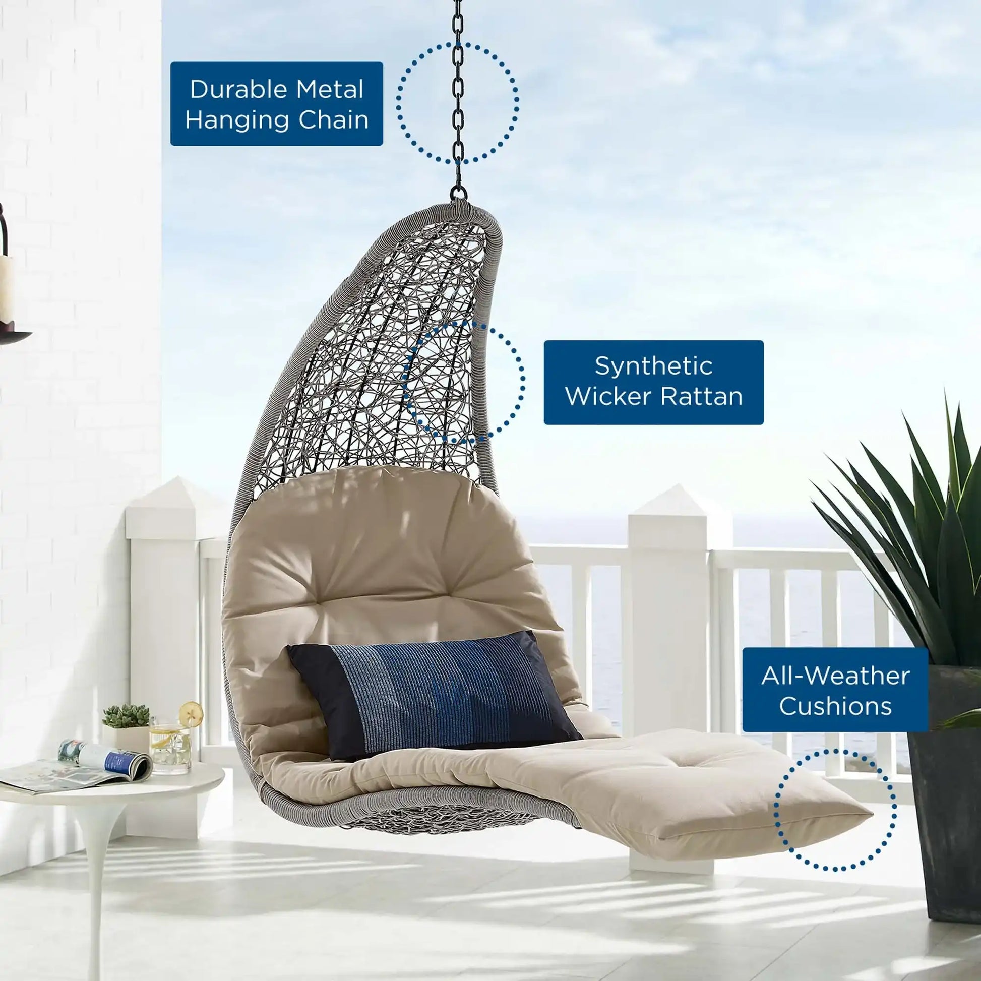 Landscape Hanging Chaise Lounge Outdoor Patio Swing Chair by Modway - Best Buy Furniture