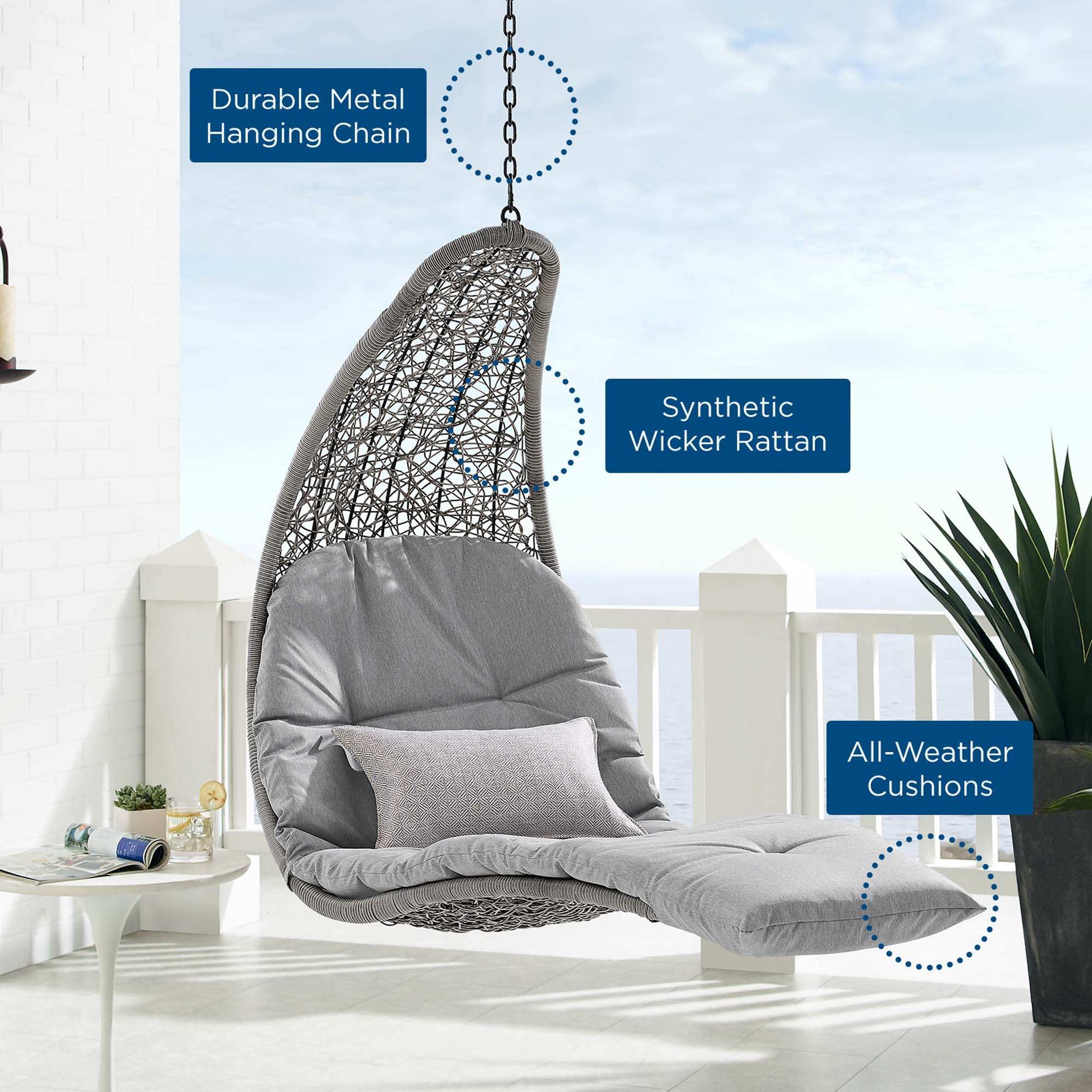 Landscape Hanging Chaise Lounge Outdoor Patio Swing Chair by Modway - Best Buy Furniture