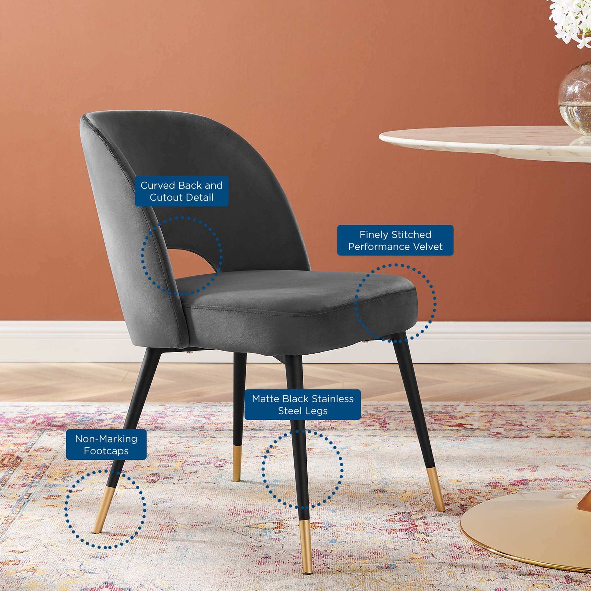 Rouse Performance Velvet Dining Side Chairs Set of 2 by Modway - Best Buy Furniture