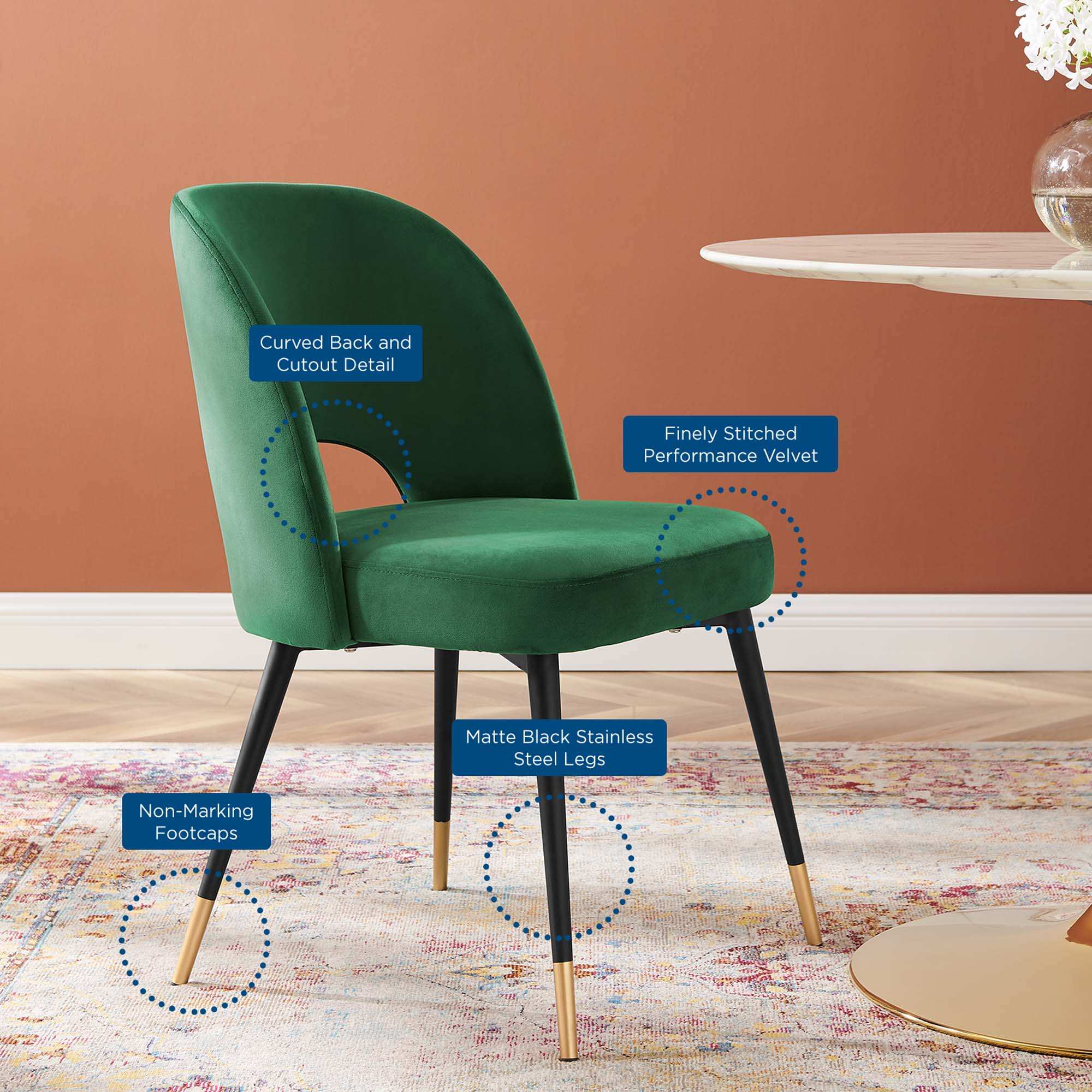 Rouse Performance Velvet Dining Side Chairs Set of 2 by Modway - Best Buy Furniture