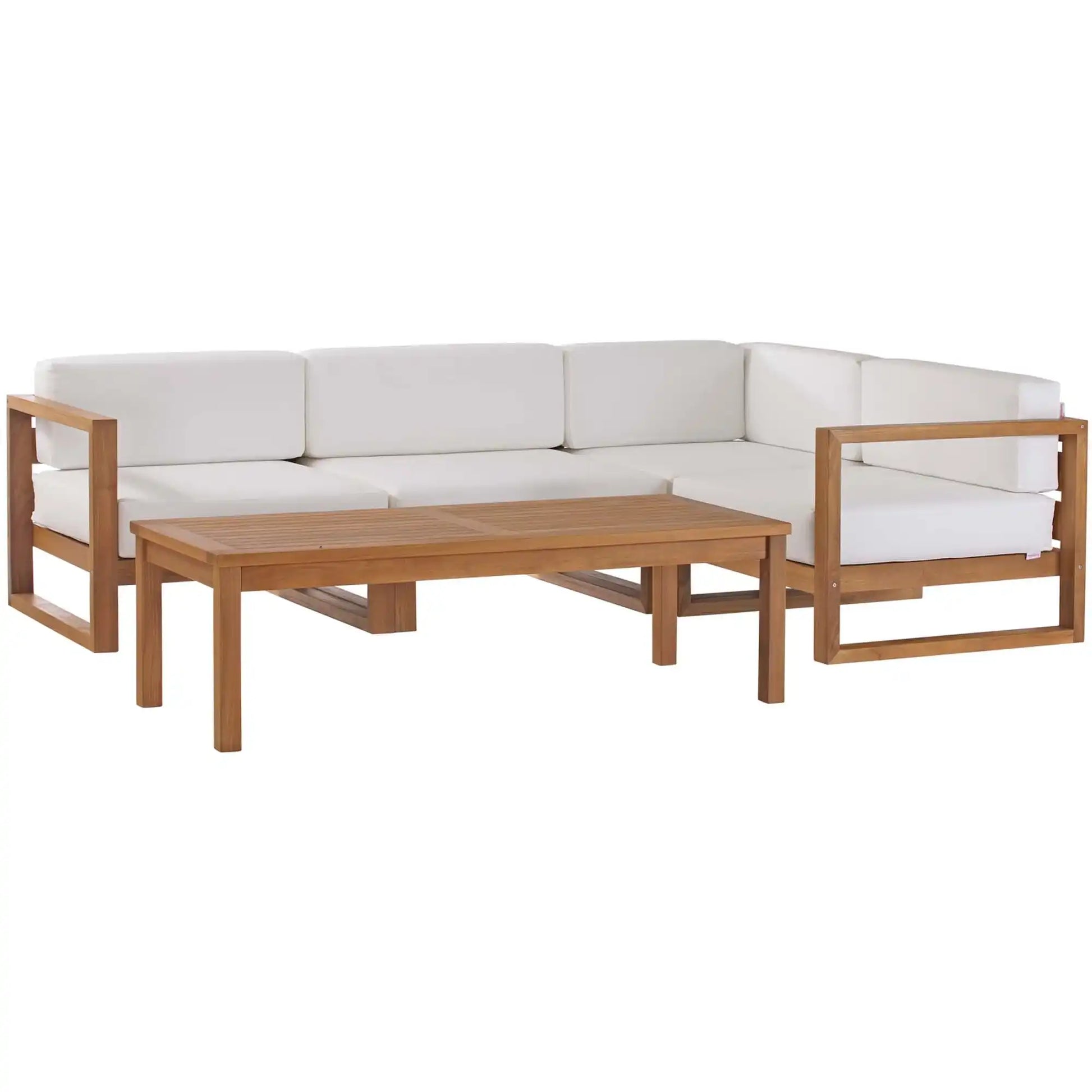 Upland 5-Piece Outdoor Patio Teak Wood Sectional Sofa Set by Modway - Best Buy Furniture