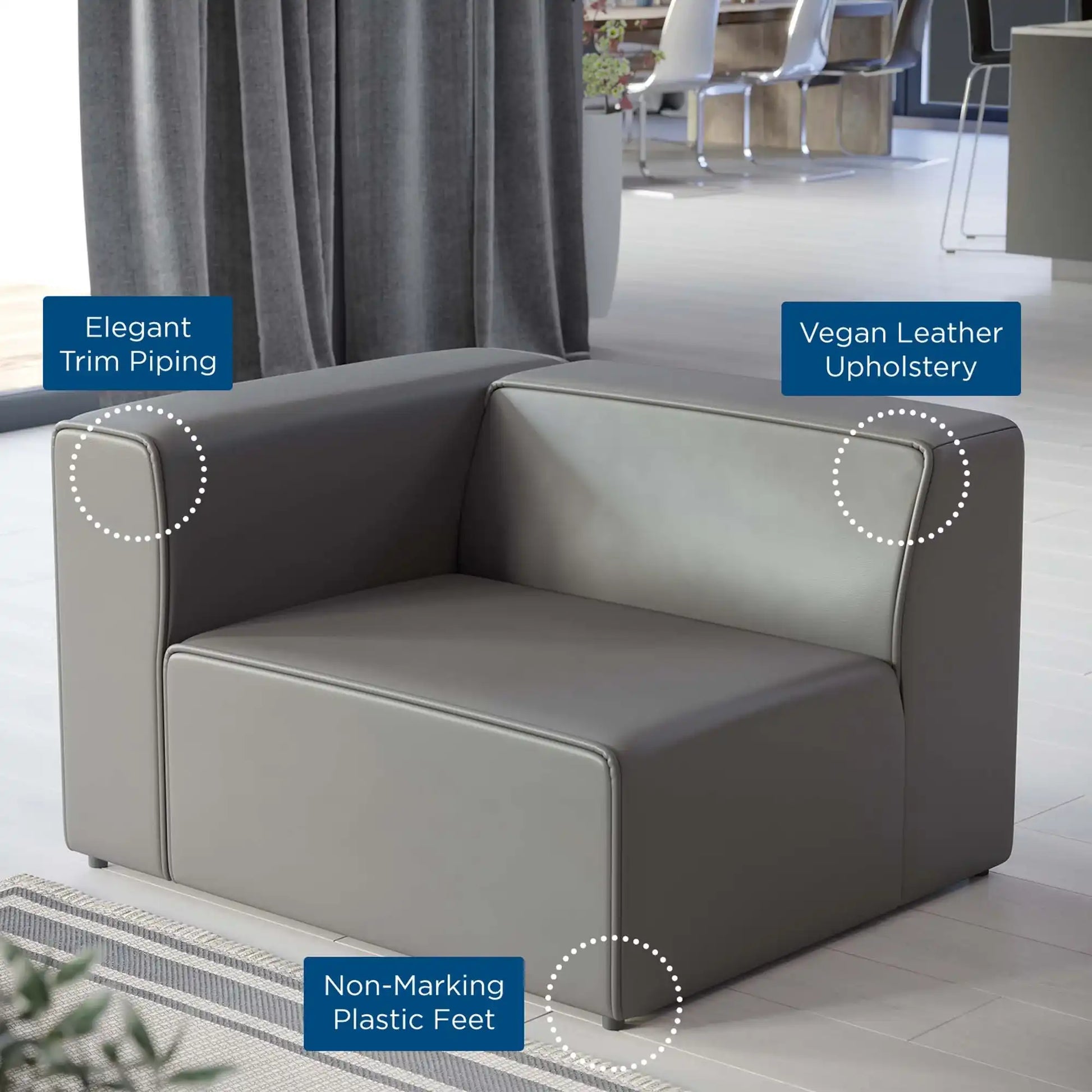 Mingle Vegan Leather Left-Arm Chair by Modway - Best Buy Furniture