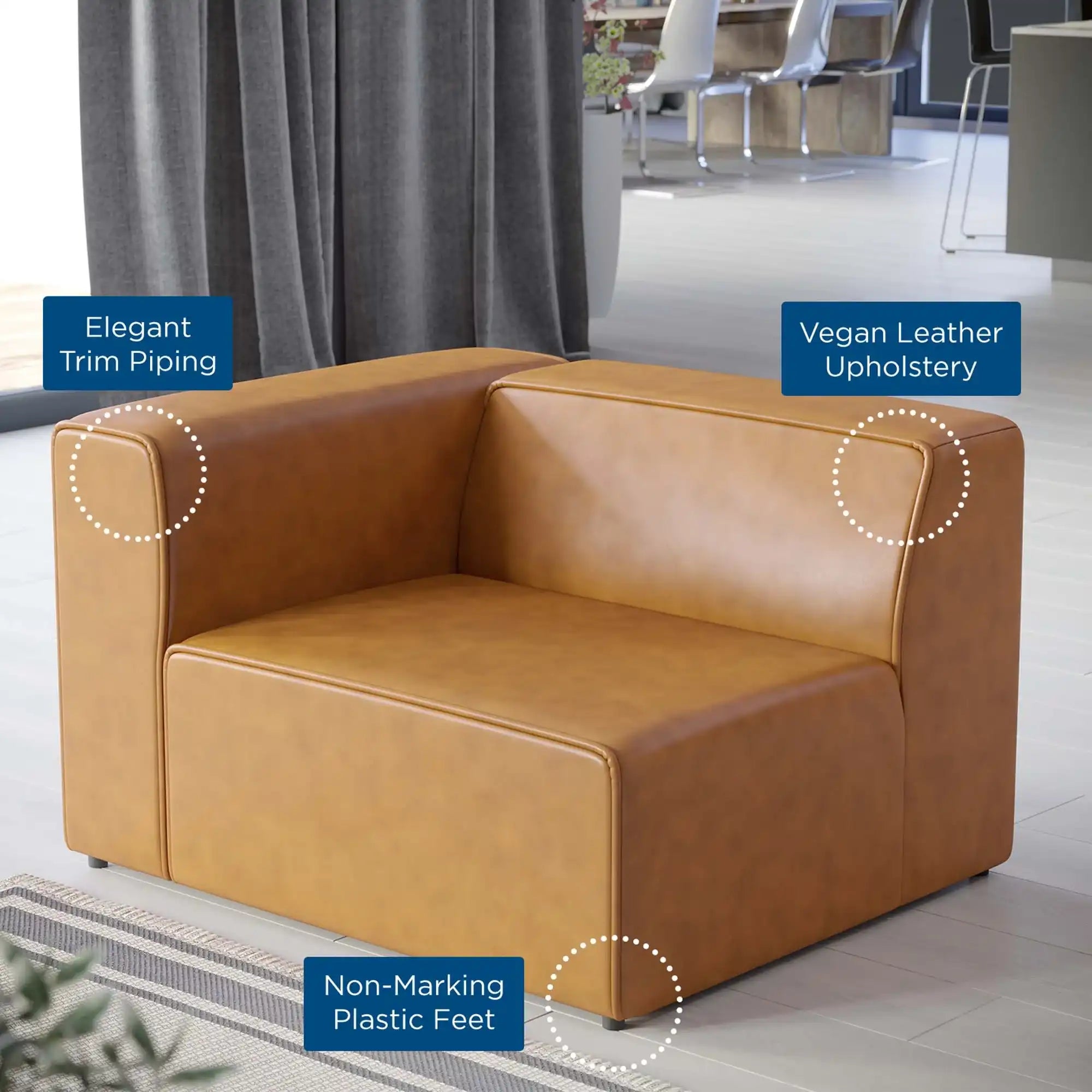 Mingle Vegan Leather Left-Arm Chair by Modway - Best Buy Furniture