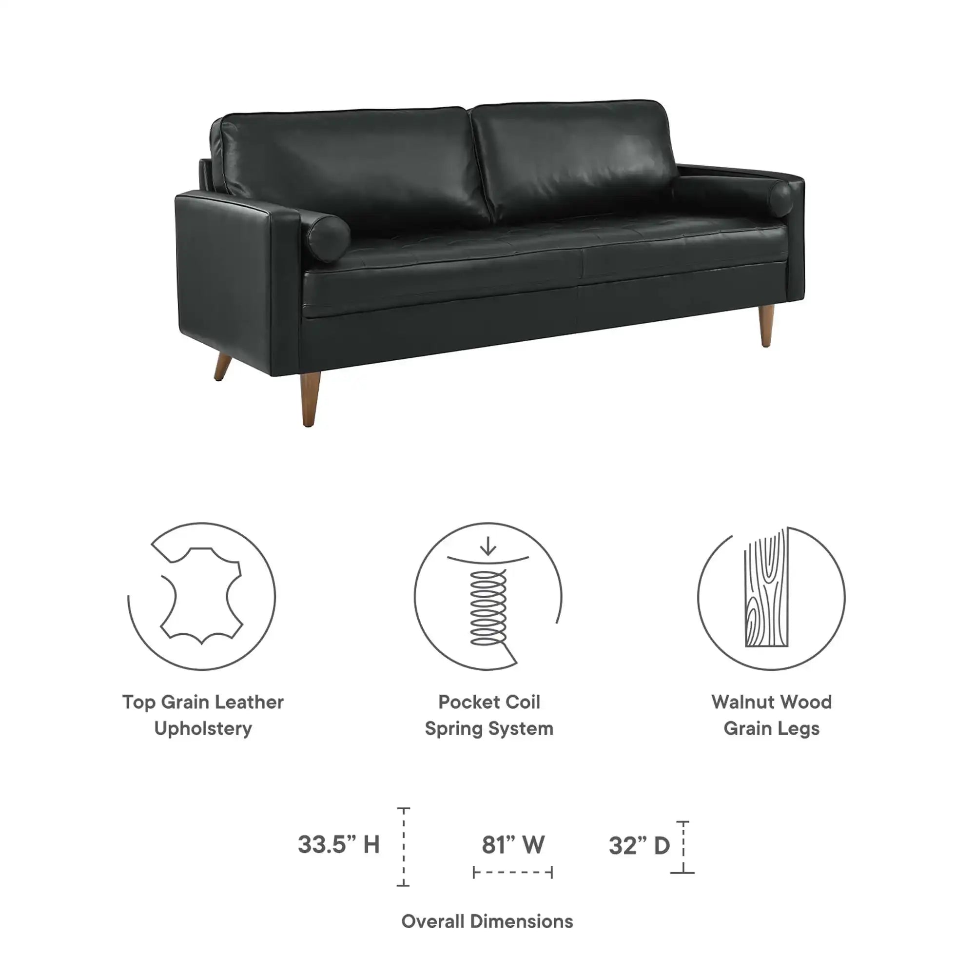 Valour 81" Leather Sofa by Modway - Best Buy Furniture