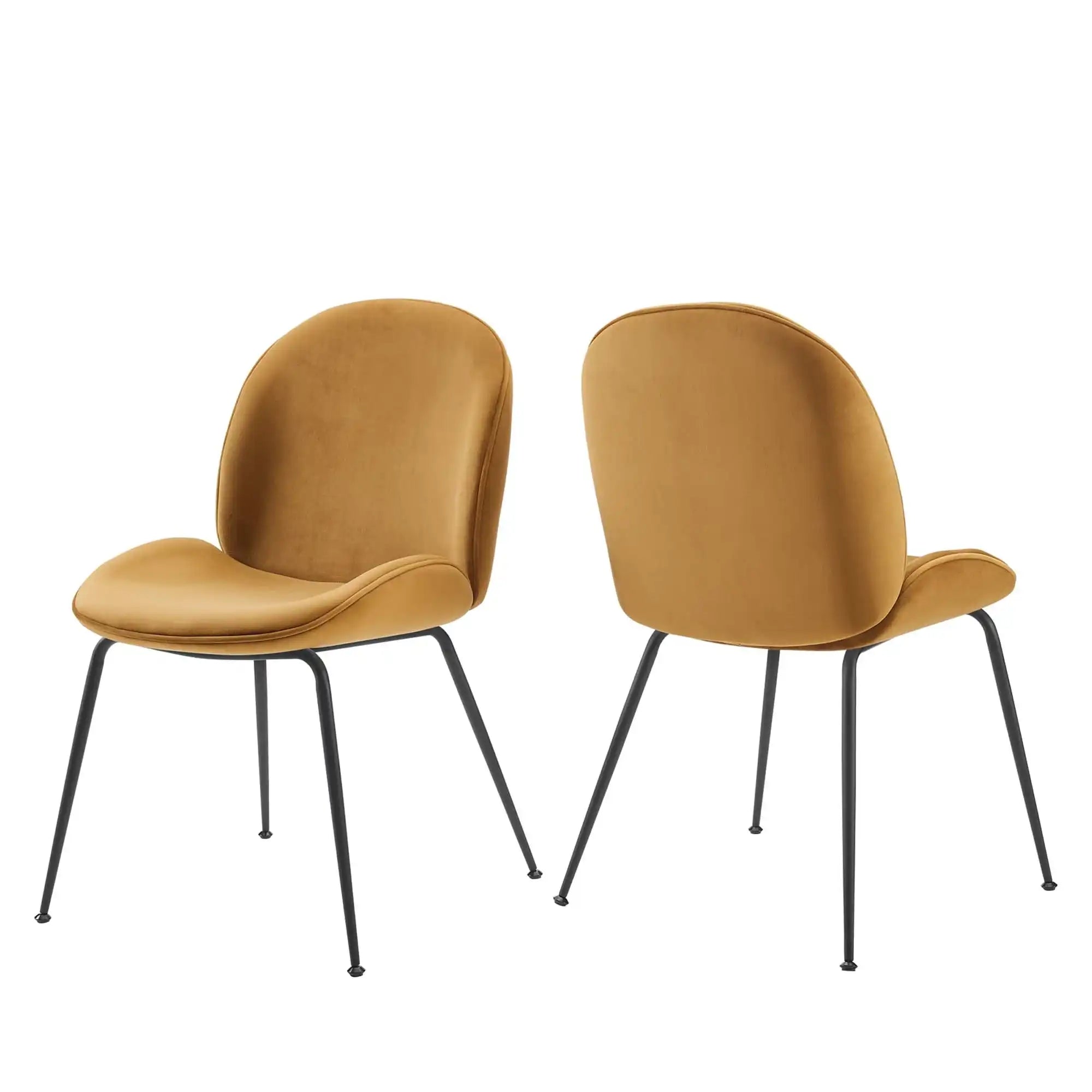 Scoop Black Powder Coated Steel Leg Performance Velvet Dining Chairs Set of 2 by Modway - Best Buy Furniture