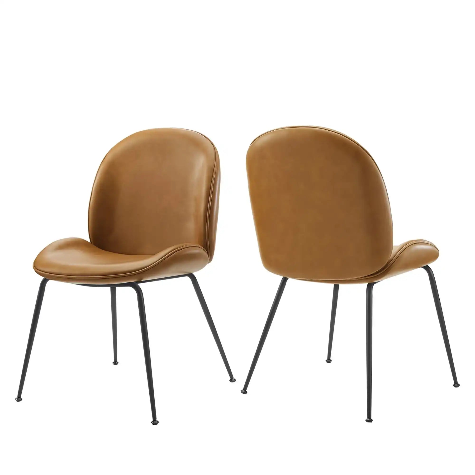Scoop Black Powder Coated Steel Leg Vegan Leather Dining Chairs Set of 2 by Modway - Best Buy Furniture