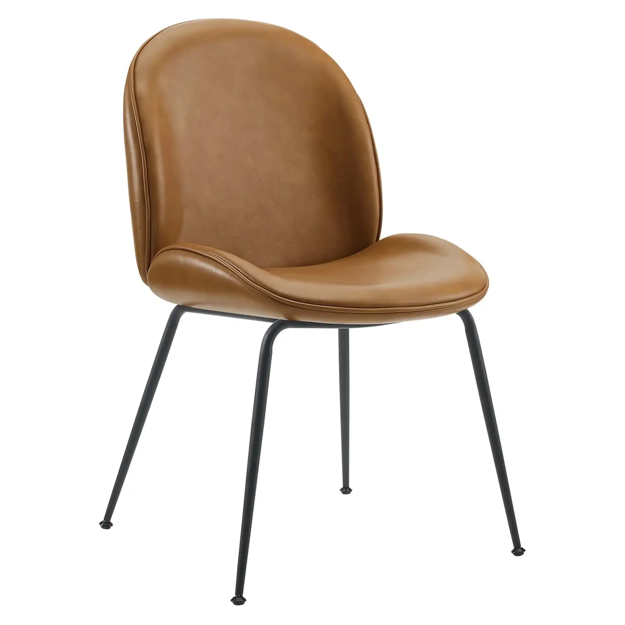 Scoop Black Powder Coated Steel Leg Vegan Leather Dining Chairs Set of 2 by Modway - Best Buy Furniture