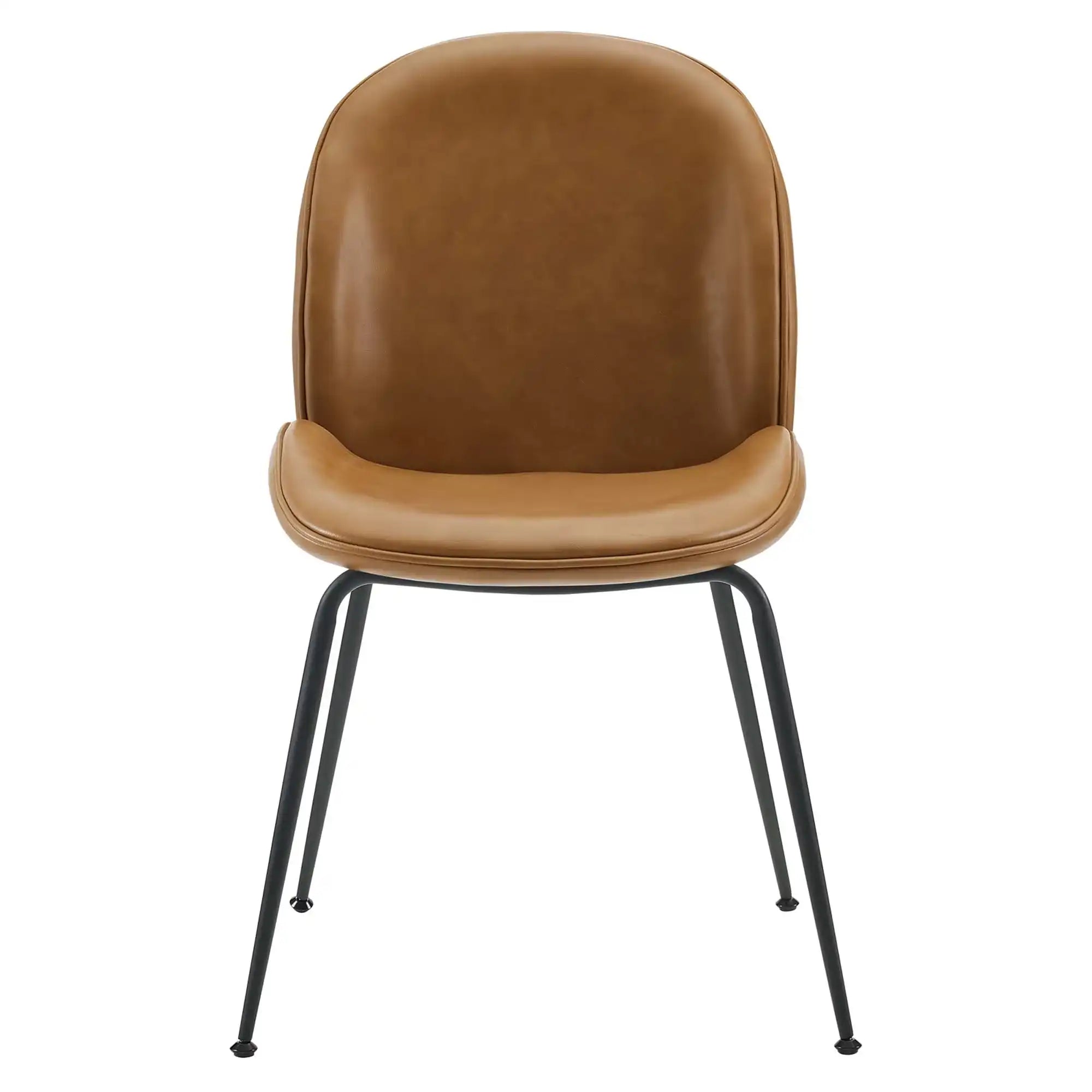 Scoop Black Powder Coated Steel Leg Vegan Leather Dining Chairs Set of 2 by Modway - Best Buy Furniture