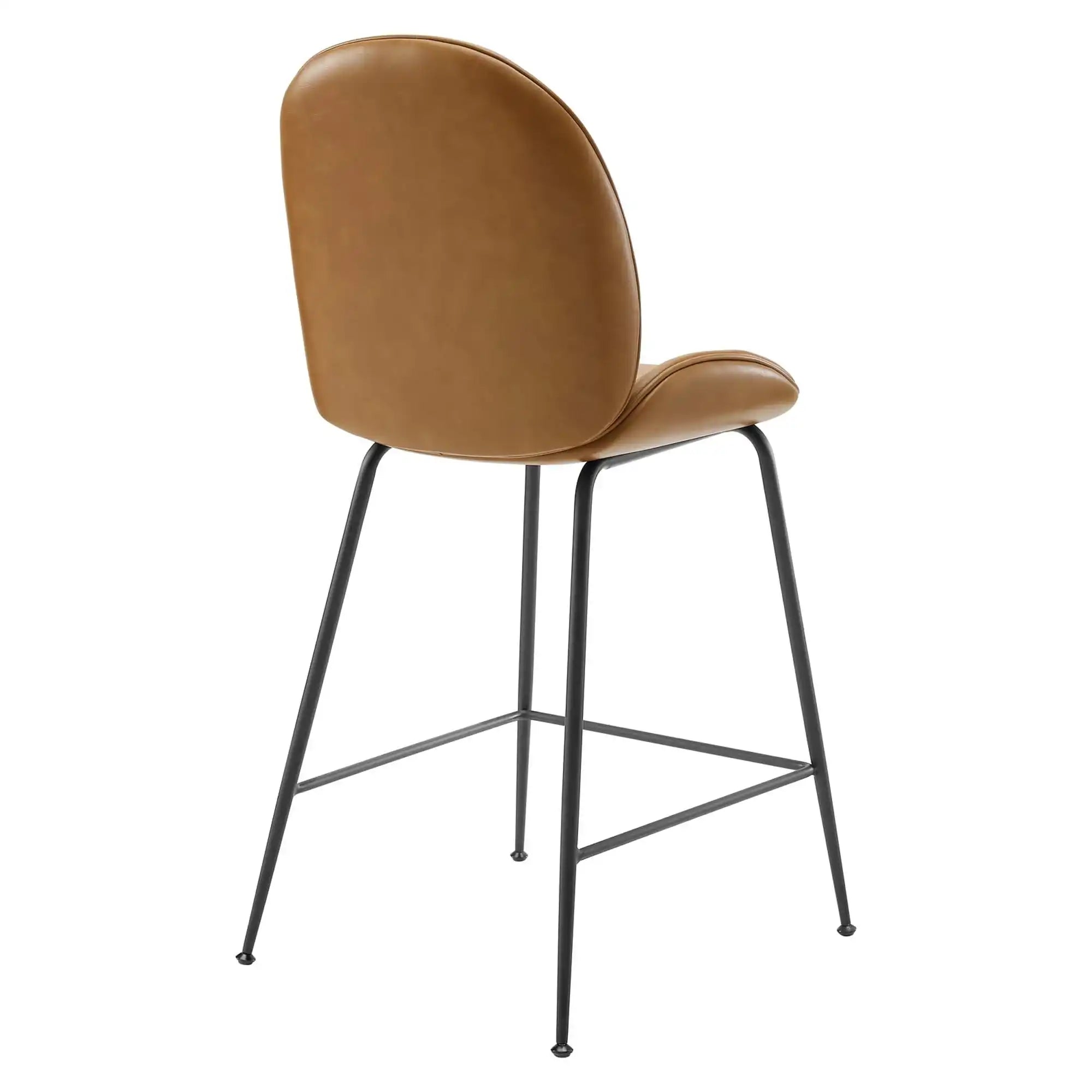 Scoop Black Powder Coated Steel Leg Vegan Leather Counter Stool by Modway - Best Buy Furniture
