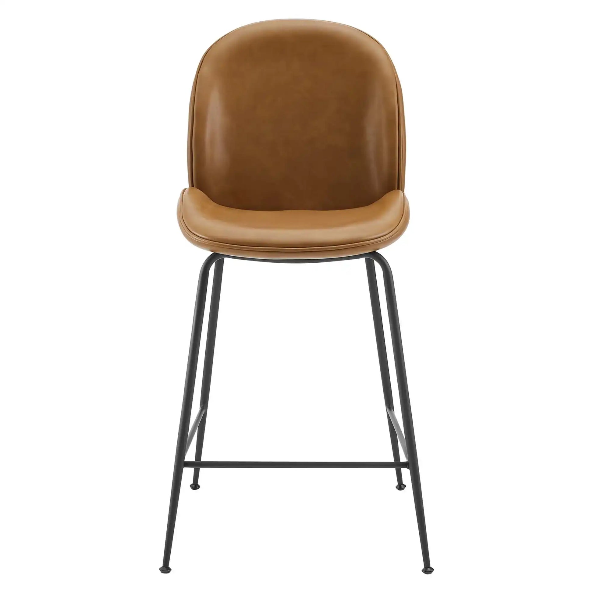 Scoop Black Powder Coated Steel Leg Vegan Leather Counter Stool by Modway - Best Buy Furniture