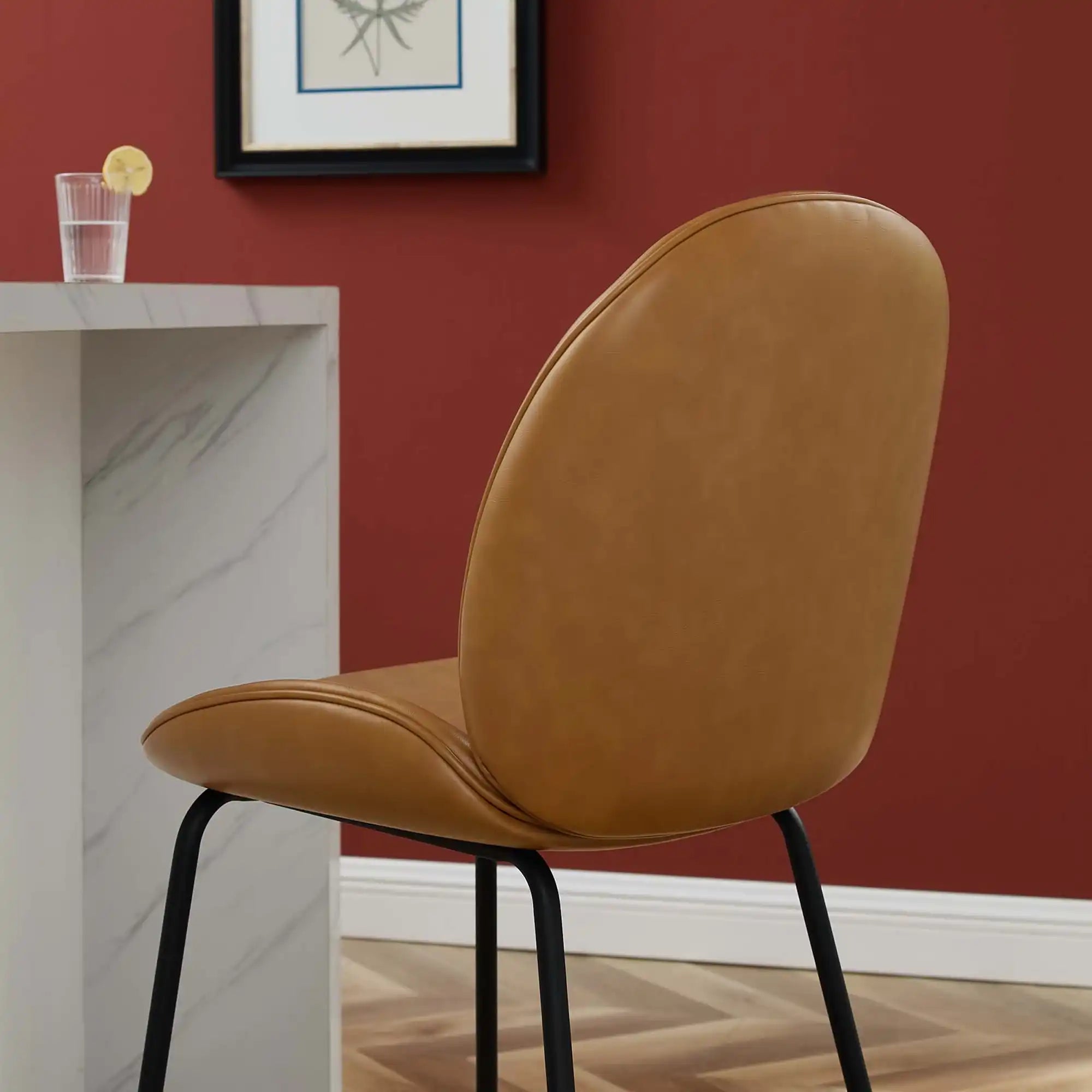 Scoop Black Powder Coated Steel Leg Vegan Leather Counter Stool by Modway - Best Buy Furniture