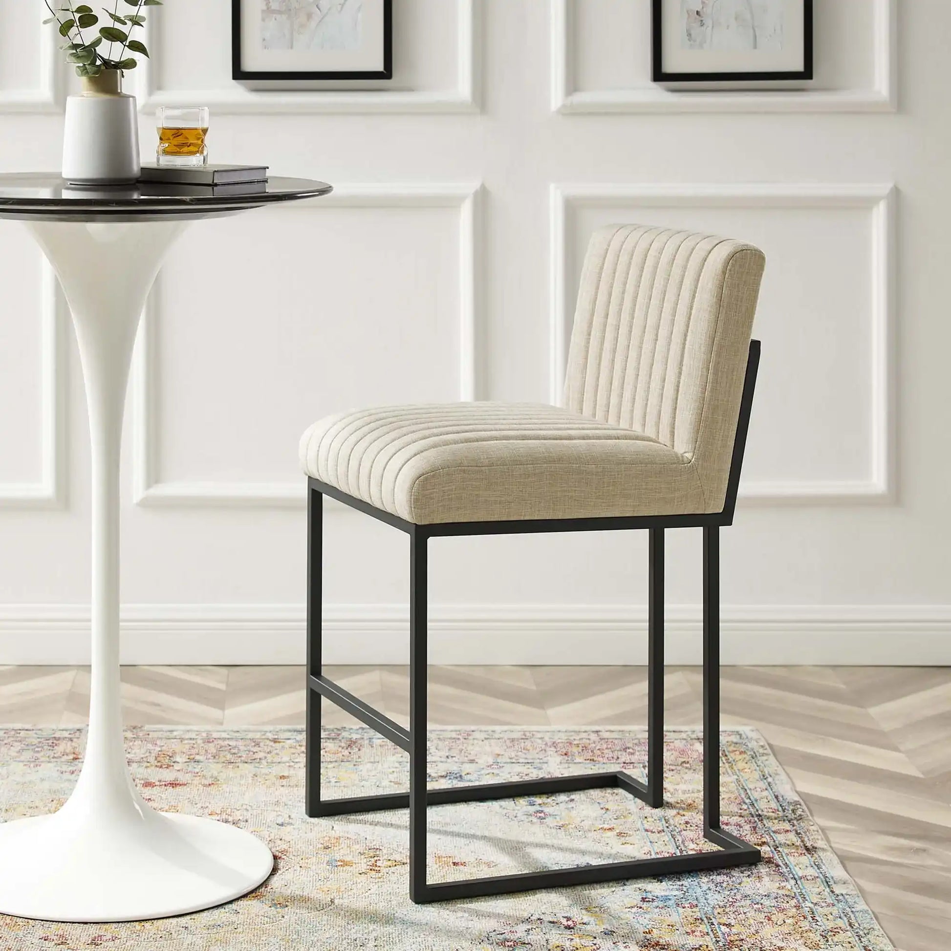 Indulge Channel Tufted Fabric Counter Stool by Modway - Best Buy Furniture
