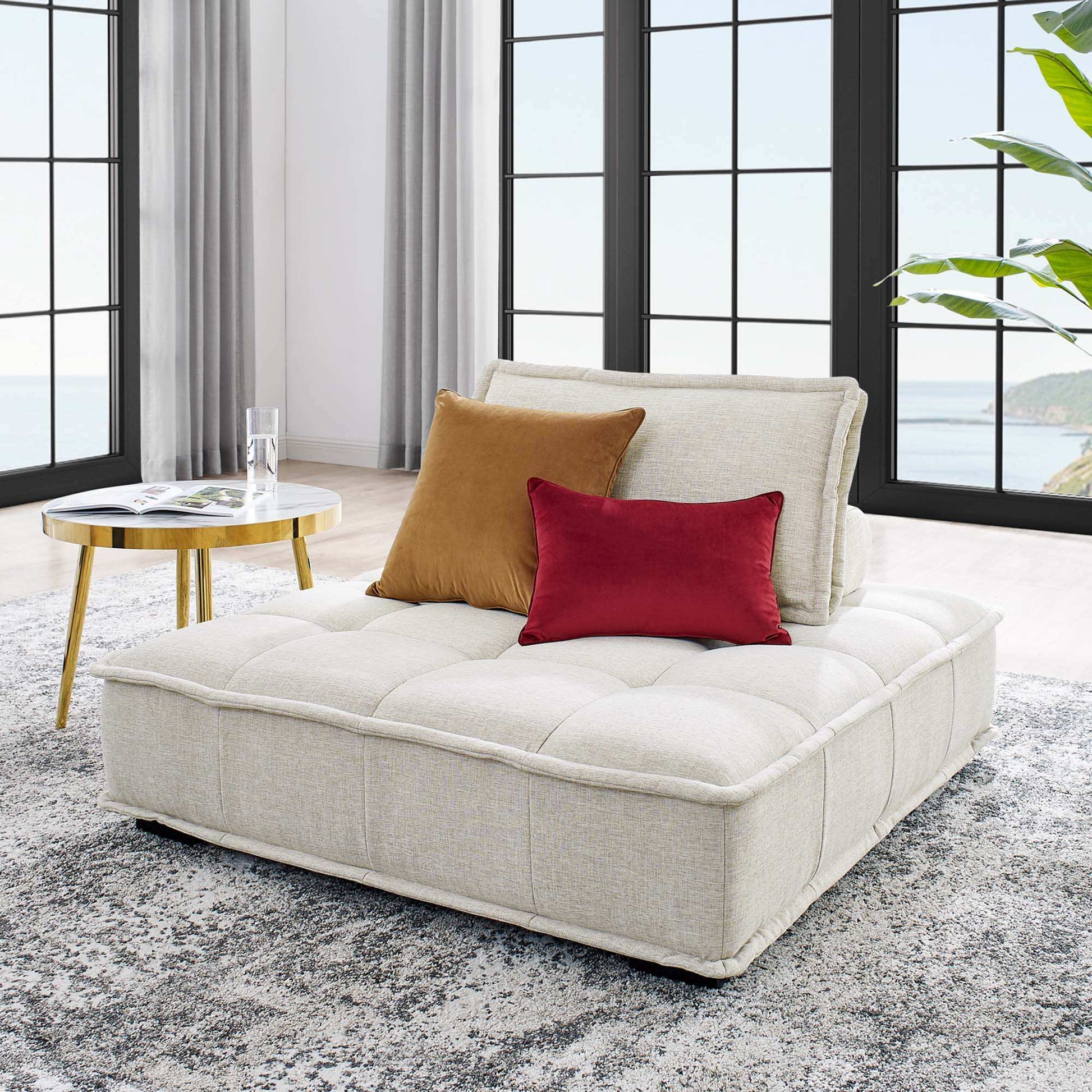 Saunter Tufted Fabric Armless Chair by Modway - Best Buy Furniture
