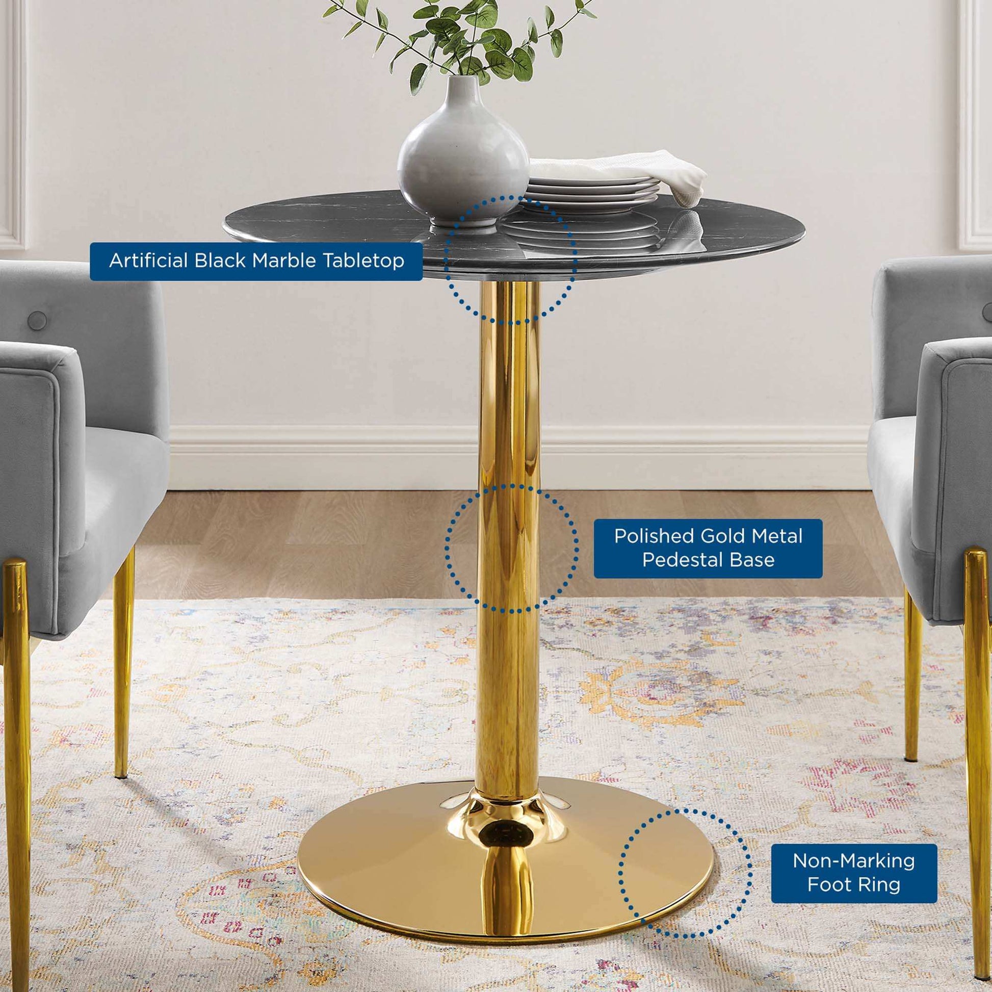 Verne 28" Artificial Marble Dining Table by Modway - Best Buy Furniture