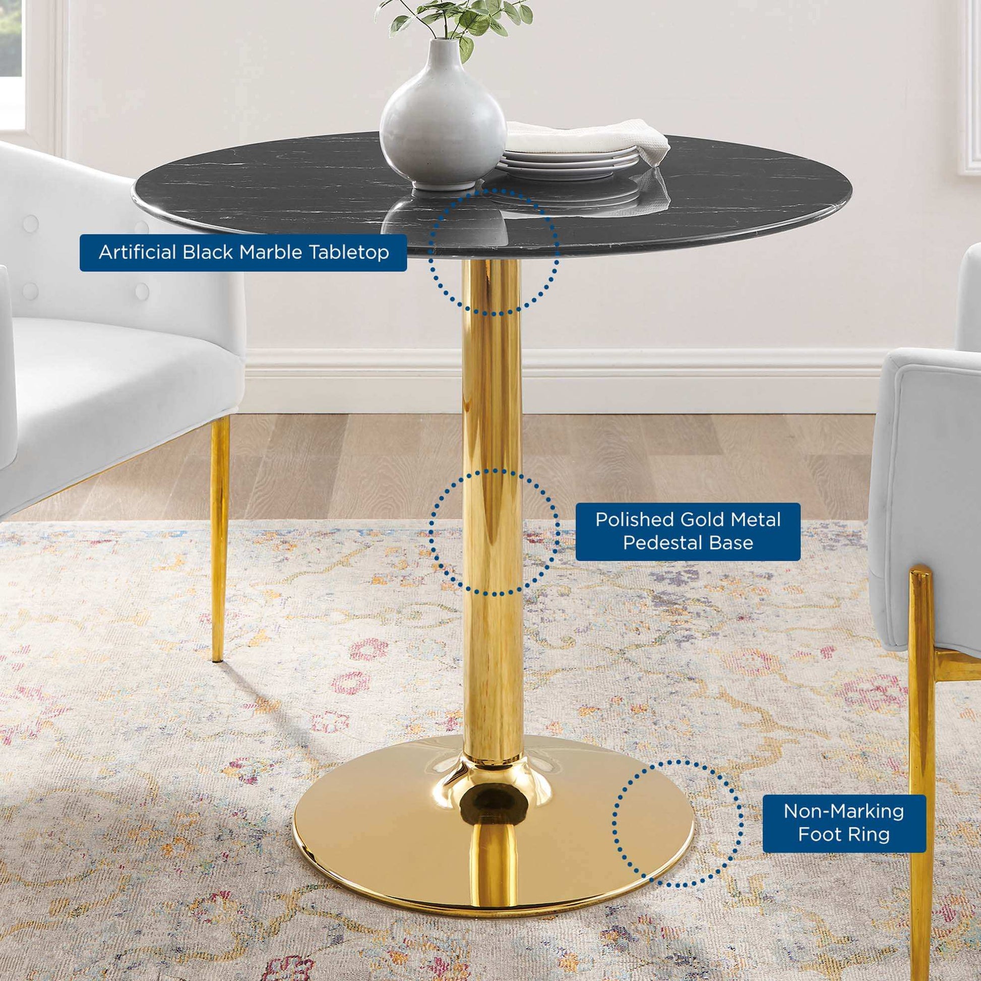 Verne 35" Artificial Marble Dining Table by Modway - Best Buy Furniture