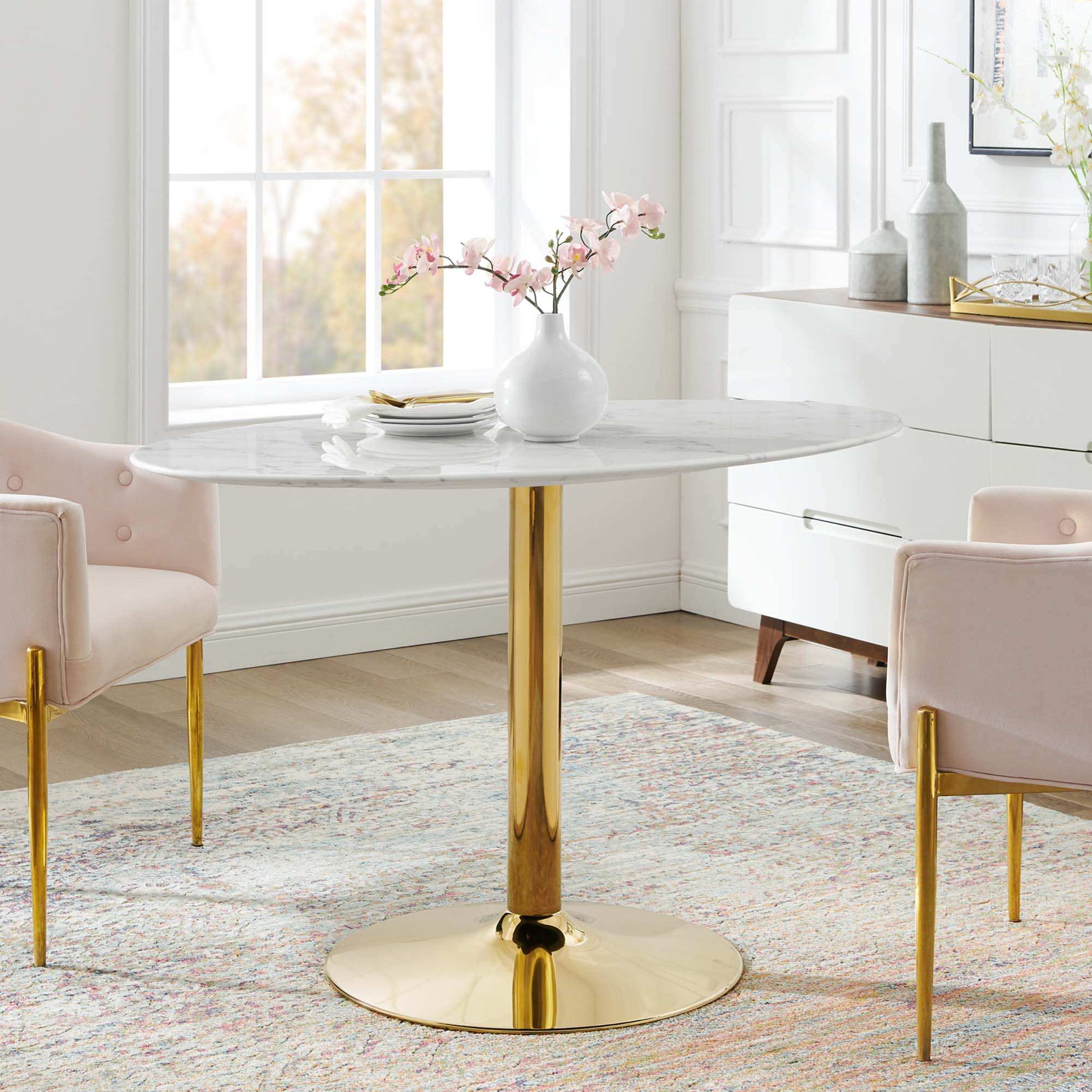 Verne 48" Oval Artificial Marble Dining Table by Modway - Best Buy Furniture