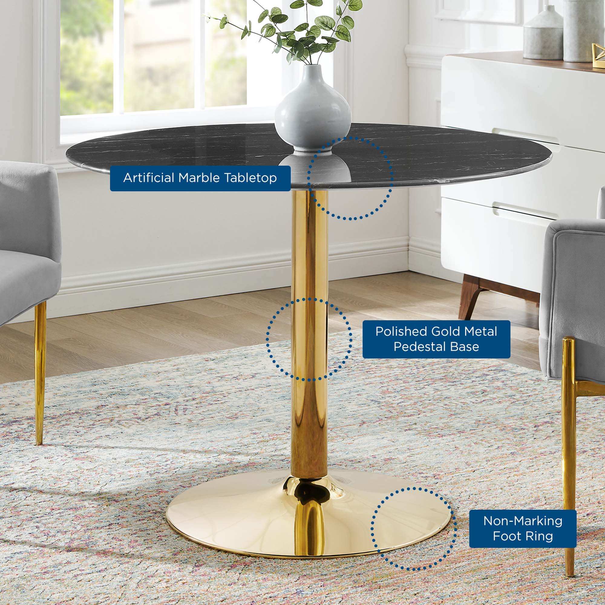 Verne 40" Artificial Marble Dining Table by Modway - Best Buy Furniture