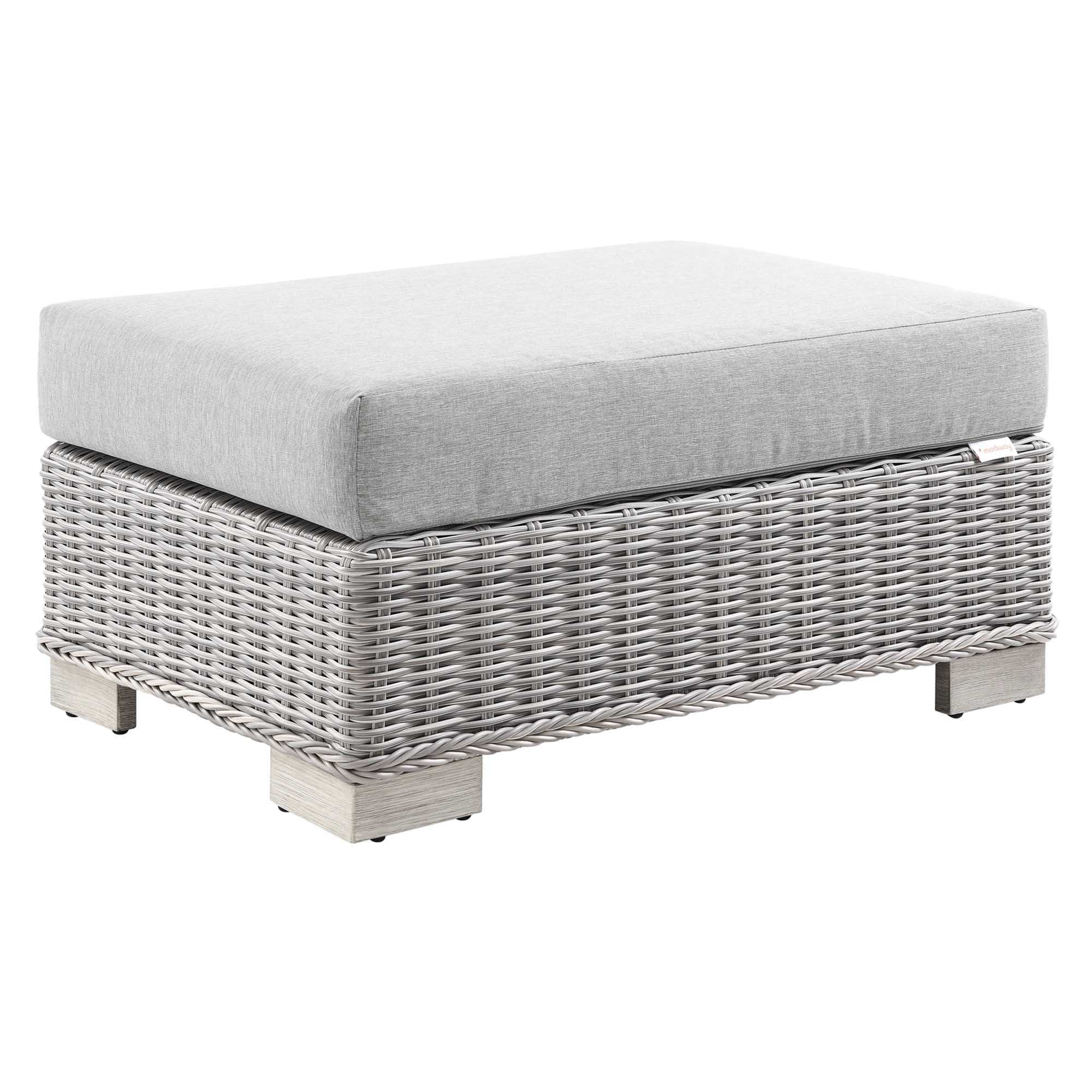 Conway Outdoor Patio Wicker Rattan Ottoman by Modway - Best Buy Furniture