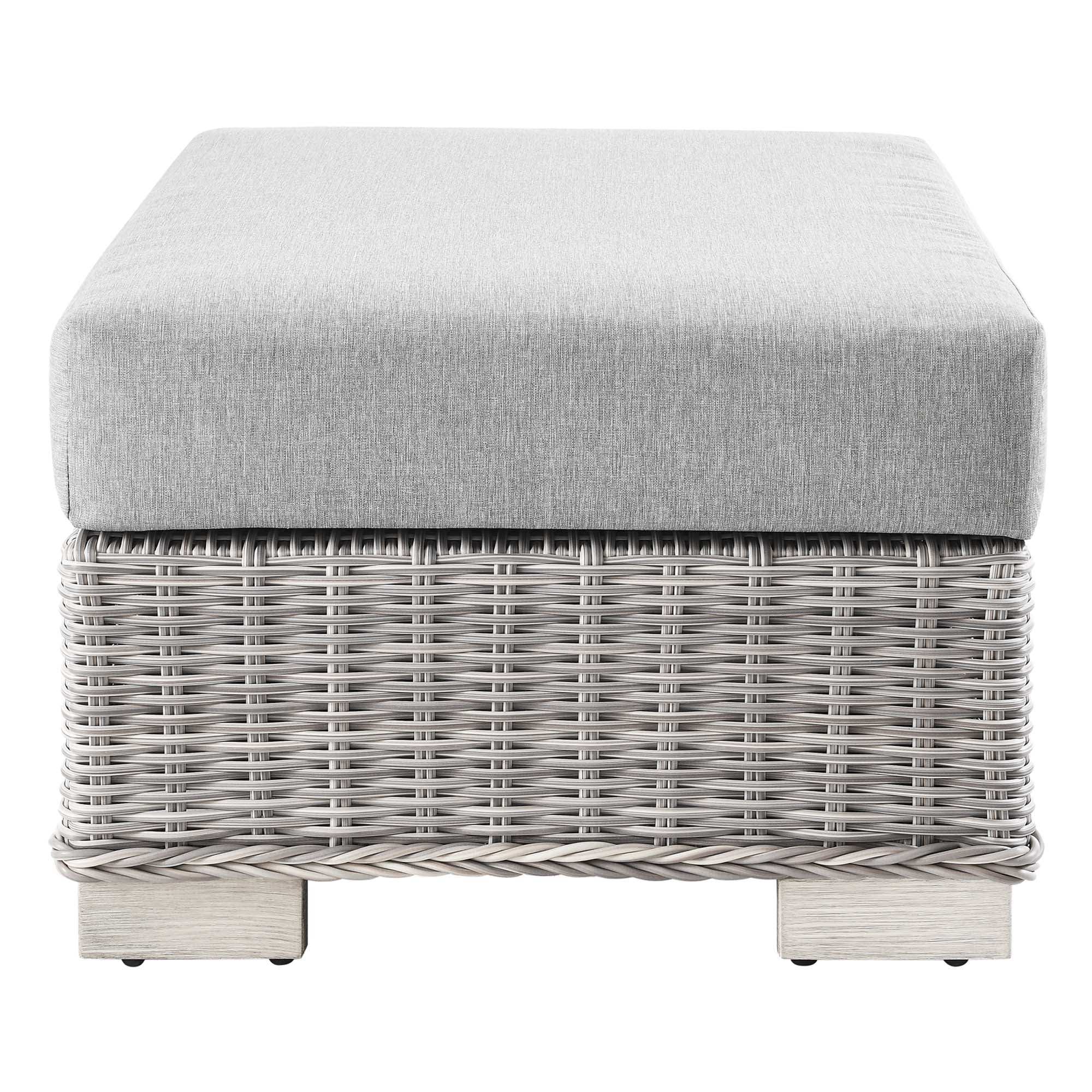 Conway Outdoor Patio Wicker Rattan Ottoman by Modway - Best Buy Furniture