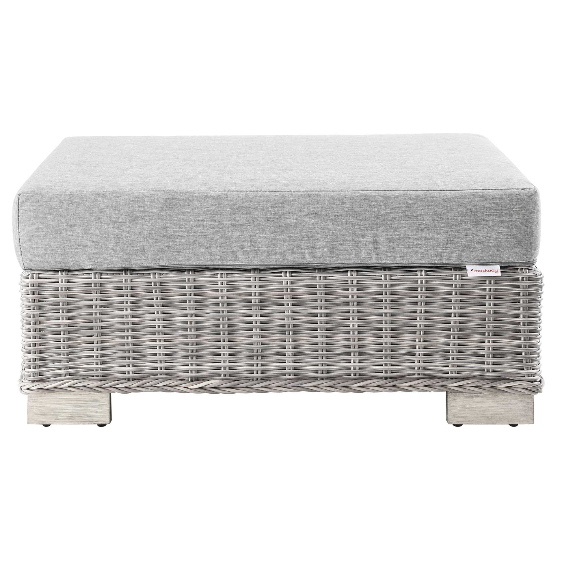 Conway Outdoor Patio Wicker Rattan Ottoman by Modway - Best Buy Furniture
