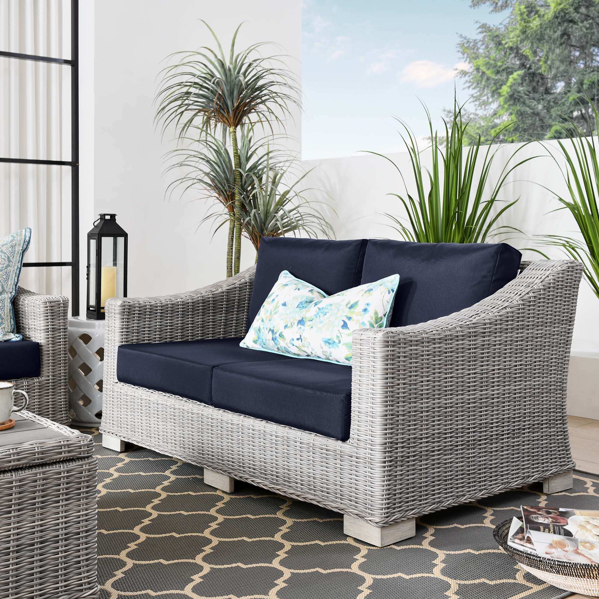 Conway Outdoor Patio Wicker Rattan Loveseat by Modway - Best Buy Furniture